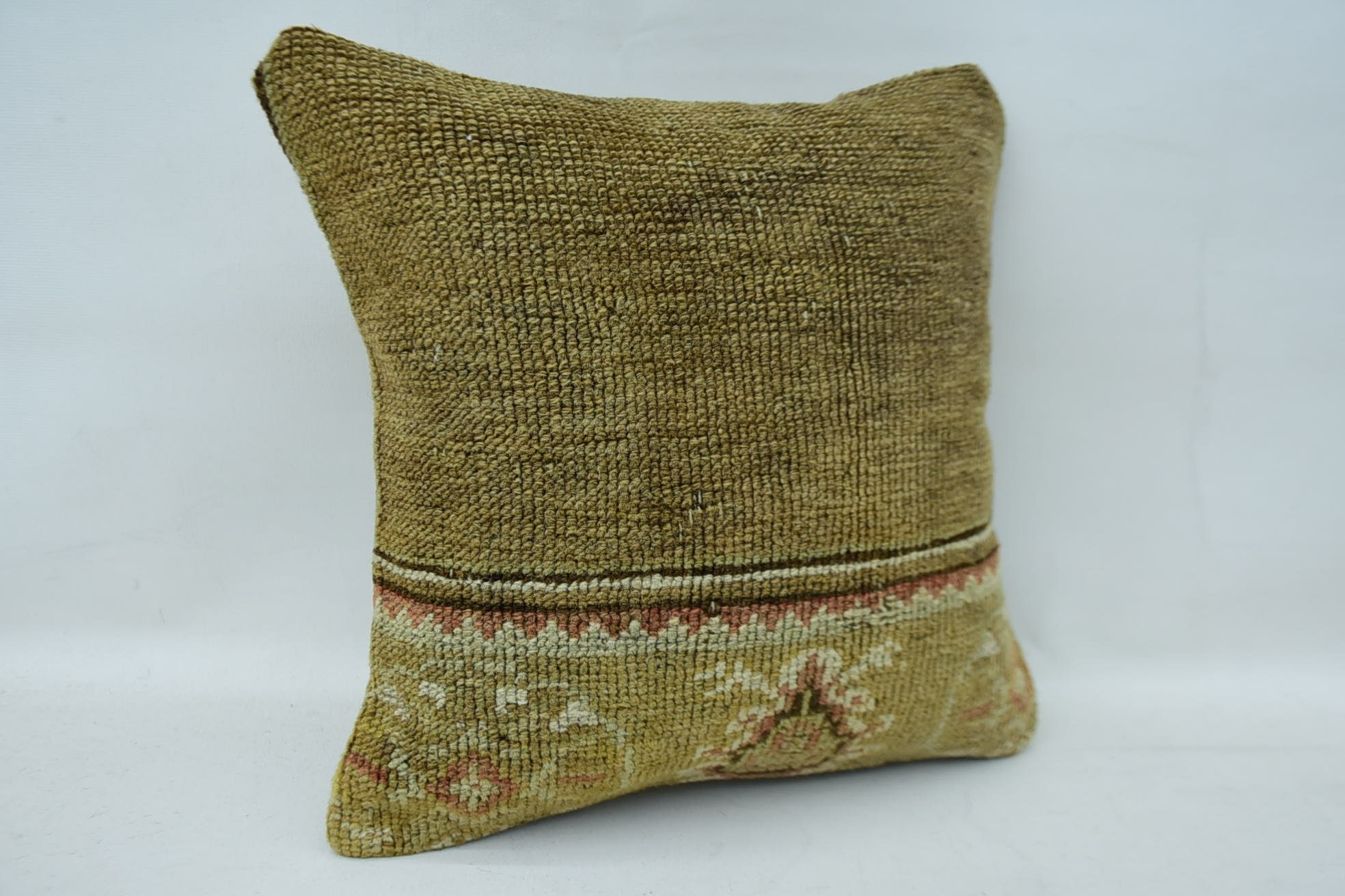 Cotton Pillow Case, Antique Pillows, 14"x14" Brown Pillow Cover, Kilim Pillow Cover, Neutral Throw Cushion Case, Vintage Pillow