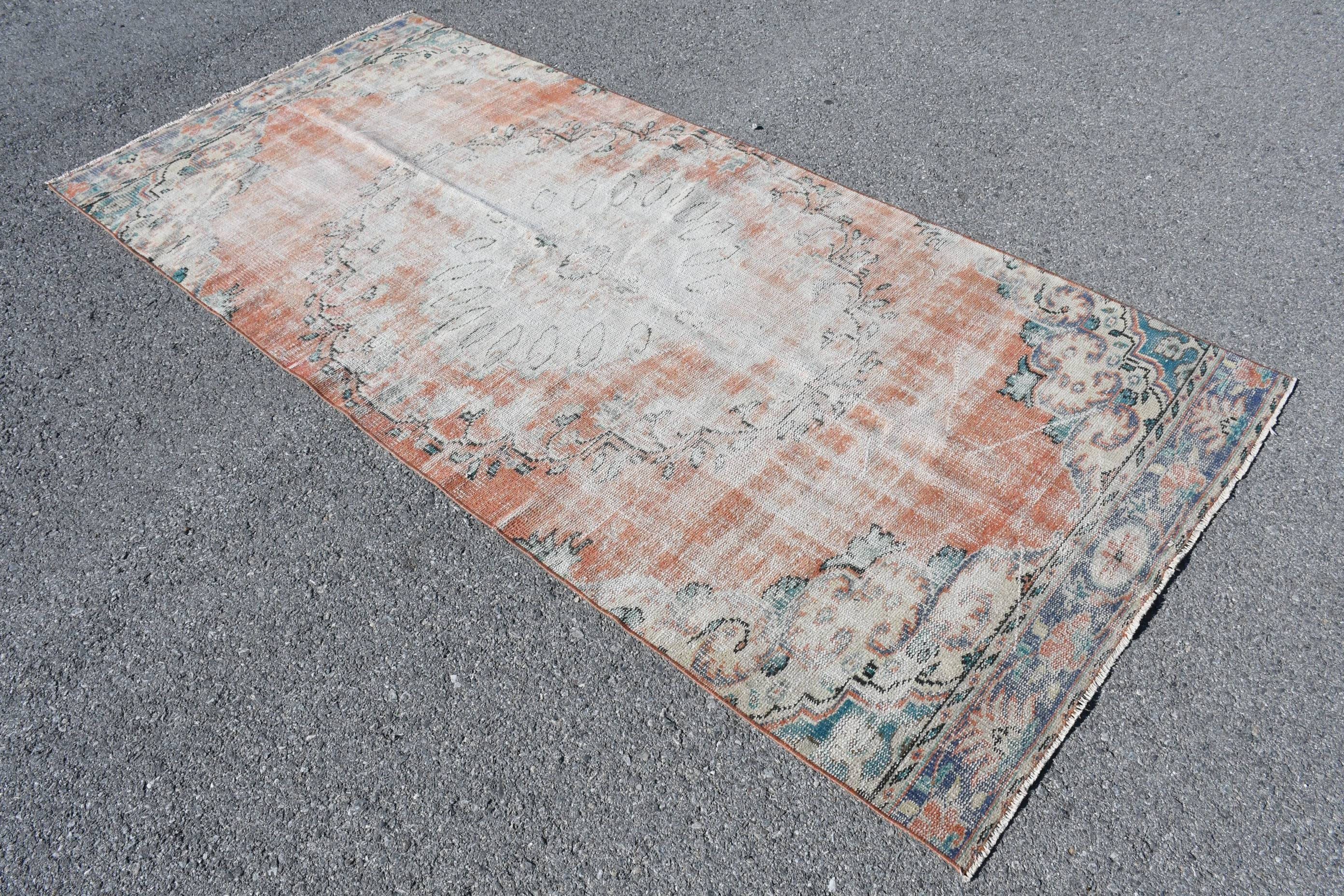 Oushak Rug, Cool Rug, Vintage Rug, Turkish Rugs, 4.2x9.2 ft Area Rugs, Kitchen Rug, Rugs for Nursery, Orange Cool Rug, Decorative Rug