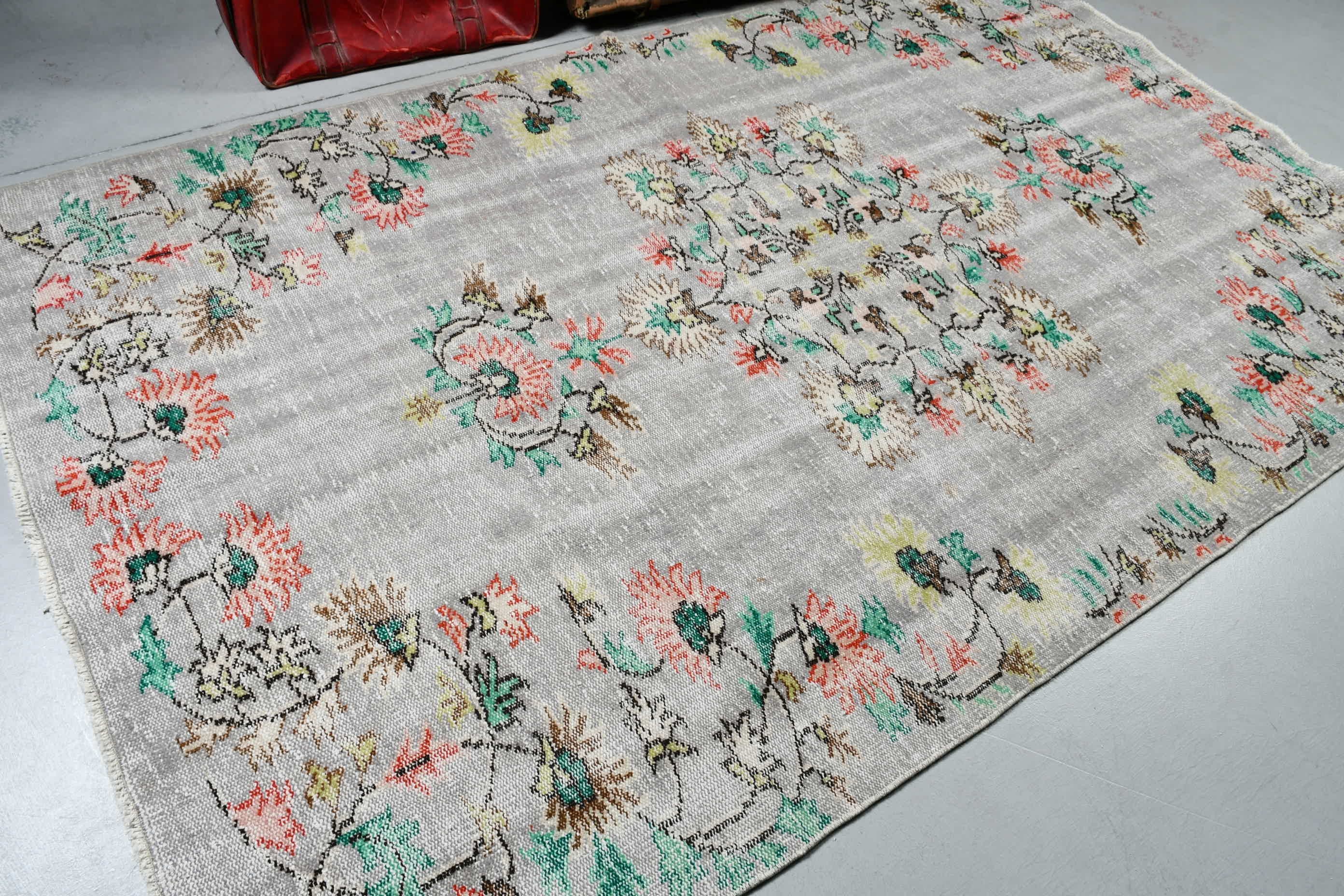 Vintage Halı, Oturma Odası Halısı, Özel Halılar, Yemek Odası Halıları, Türk Halısı, Yatak Odası Halısı, Ev Dekor Halıları, 5.6x9 ft Büyük Halı, Gri Yer Halıları