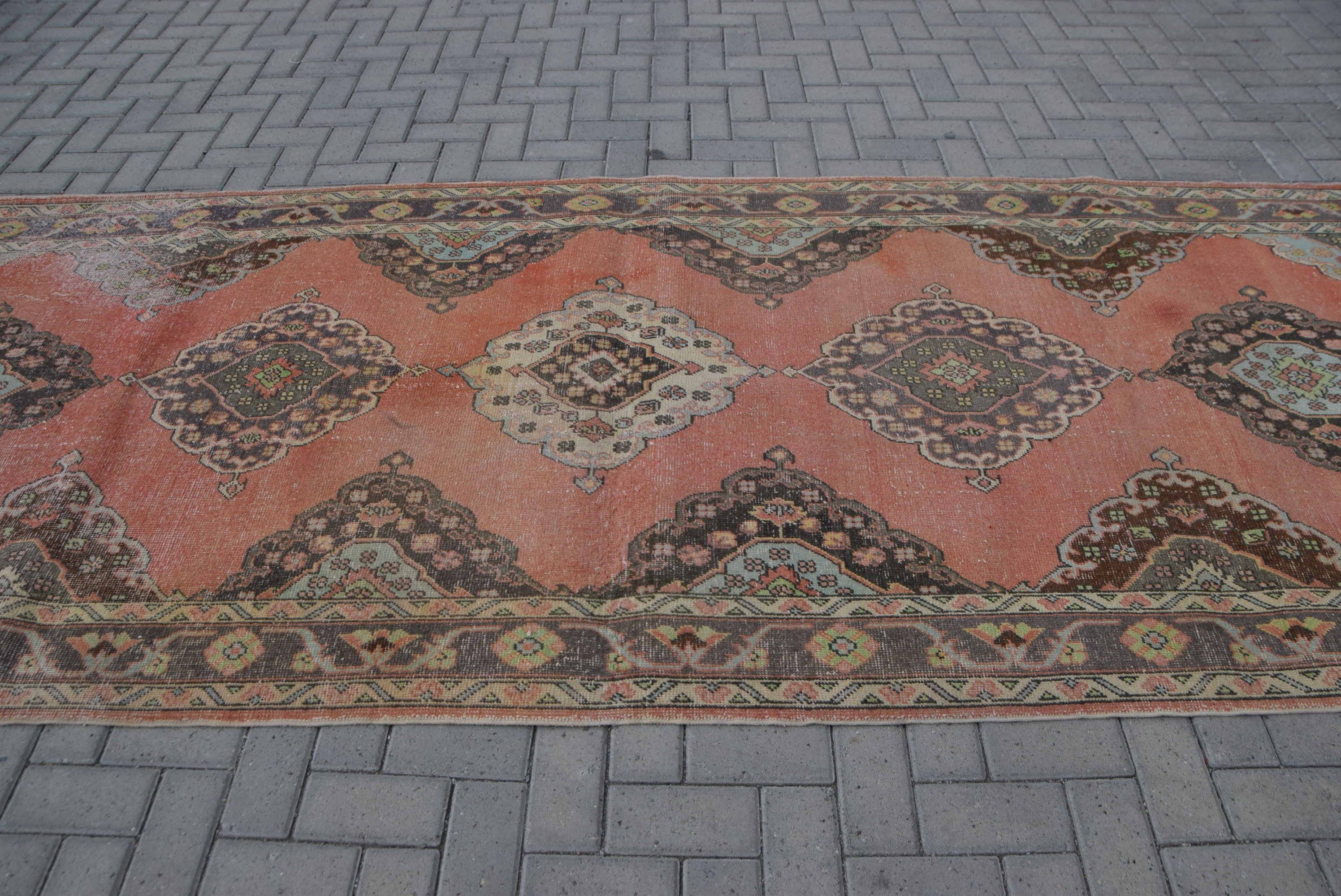 Rugs for Stair, Orange Home Decor Rugs, Hallway Rugs, Vintage Rugs, Turkish Rug, Kitchen Rug, Oriental Rugs, 4.7x12.2 ft Runner Rug