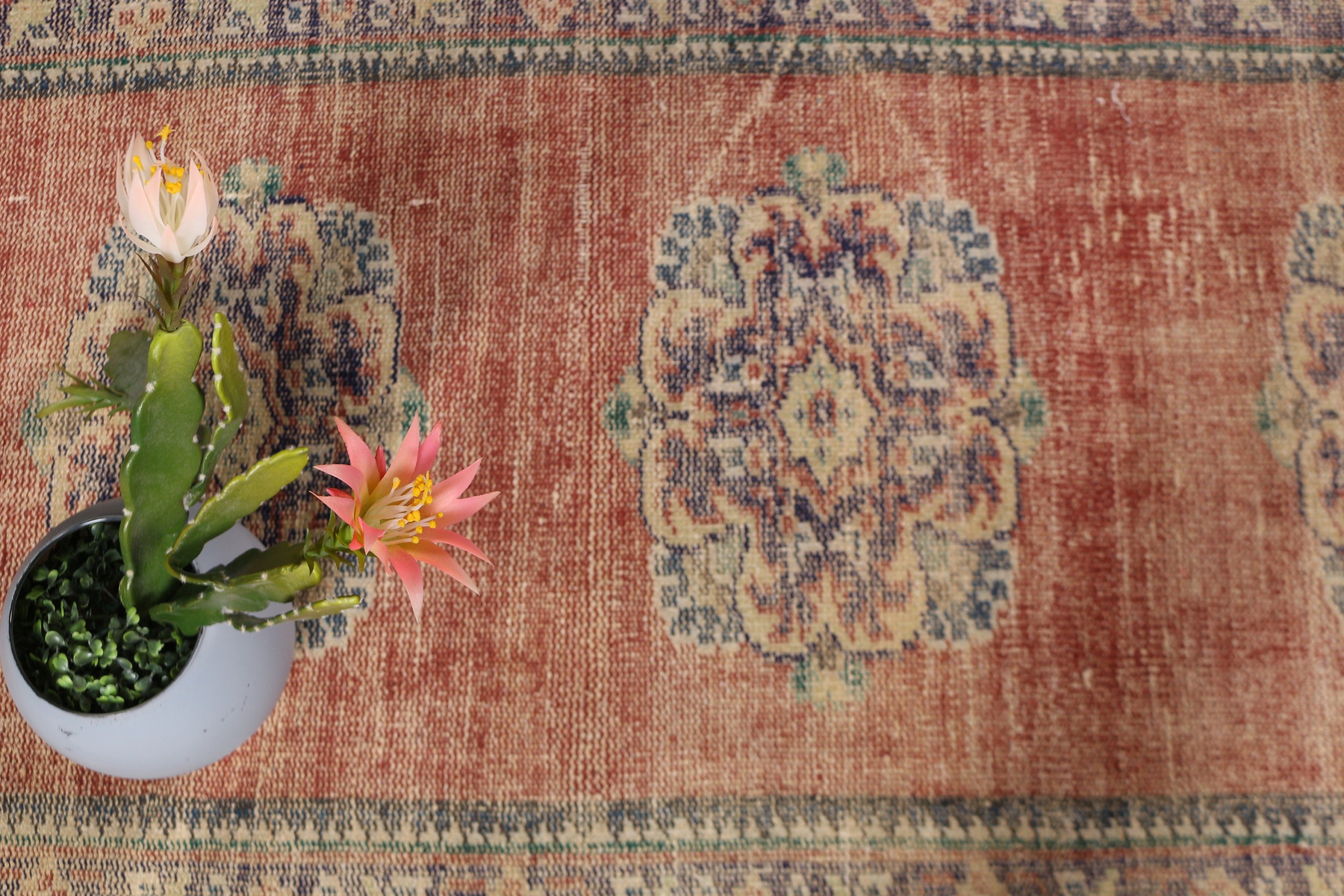 2.9x10.6 ft Runner Rugs, Long Runner Rugs, Anatolian Rug, Aztec Rugs, Vintage Rug, Turkish Rugs, Stair Rug, Red Oushak Rugs, Home Decor Rug