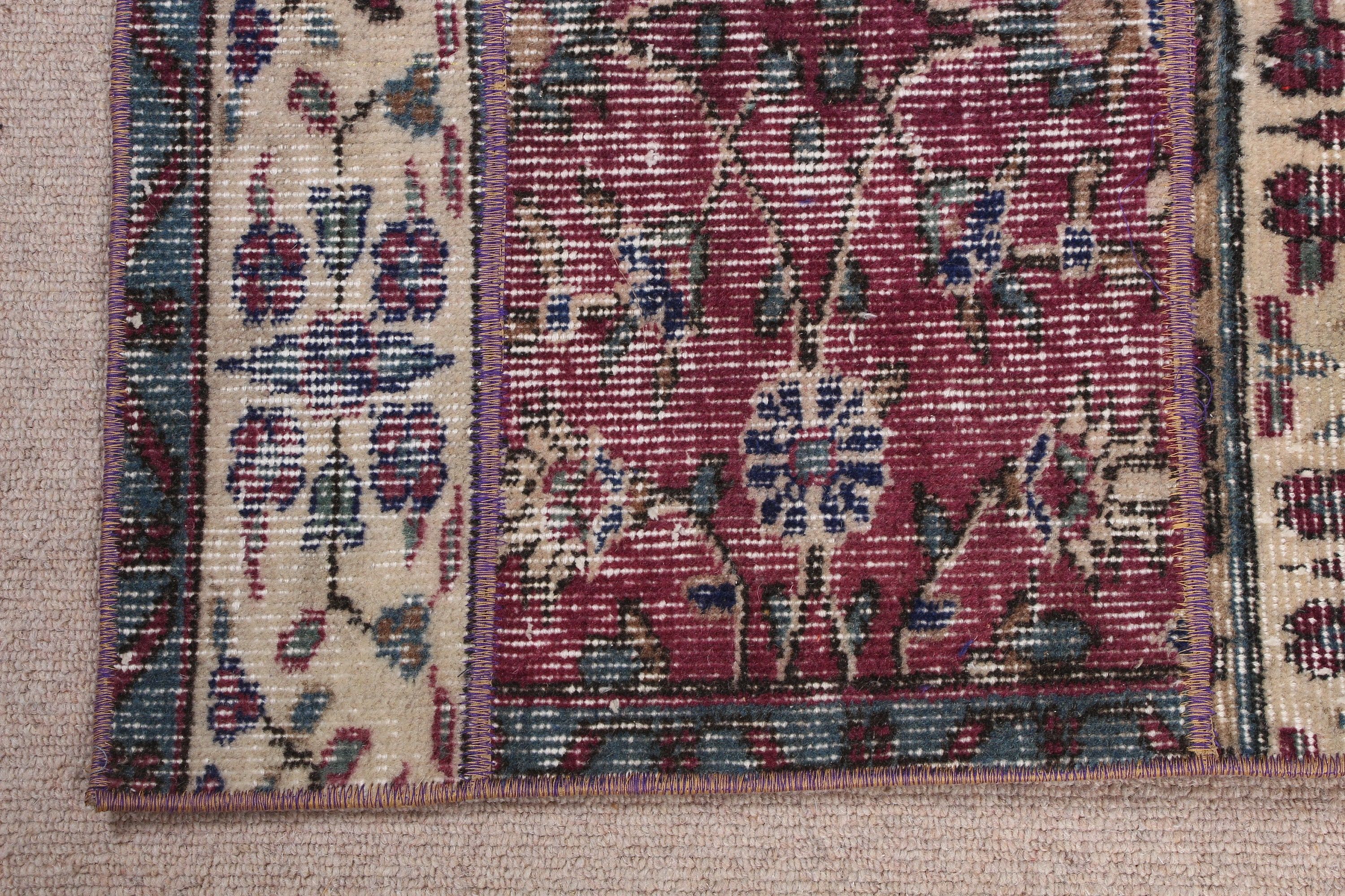 Rugs for Door Mat, Antique Rugs, Turkish Rugs, Bathroom Rug, Vintage Rugs, Purple Home Decor Rug, 2x3.9 ft Small Rug