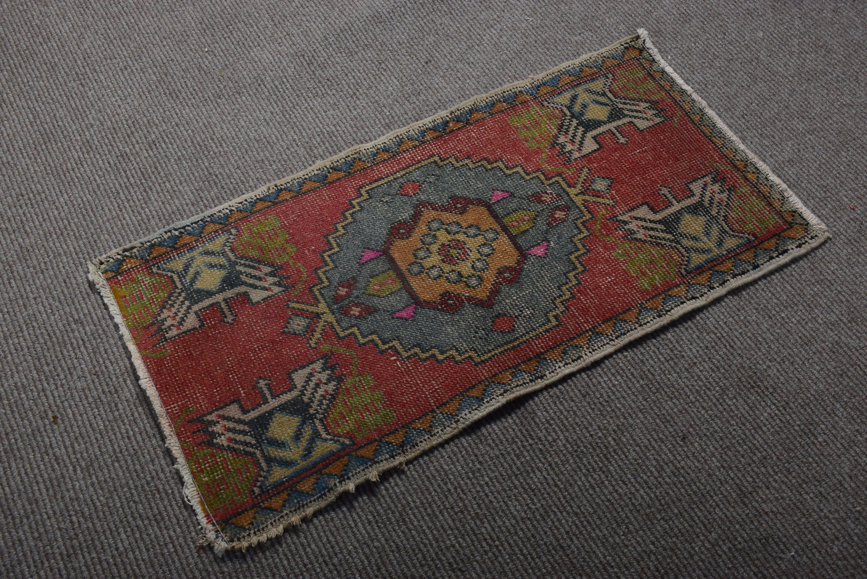 Vintage Rug, 1.7x3.3 ft Small Rugs, Red Antique Rug, Turkish Rugs, Entry Rugs, Kitchen Rugs, Moroccan Rug, Handwoven Rugs, Outdoor Rug