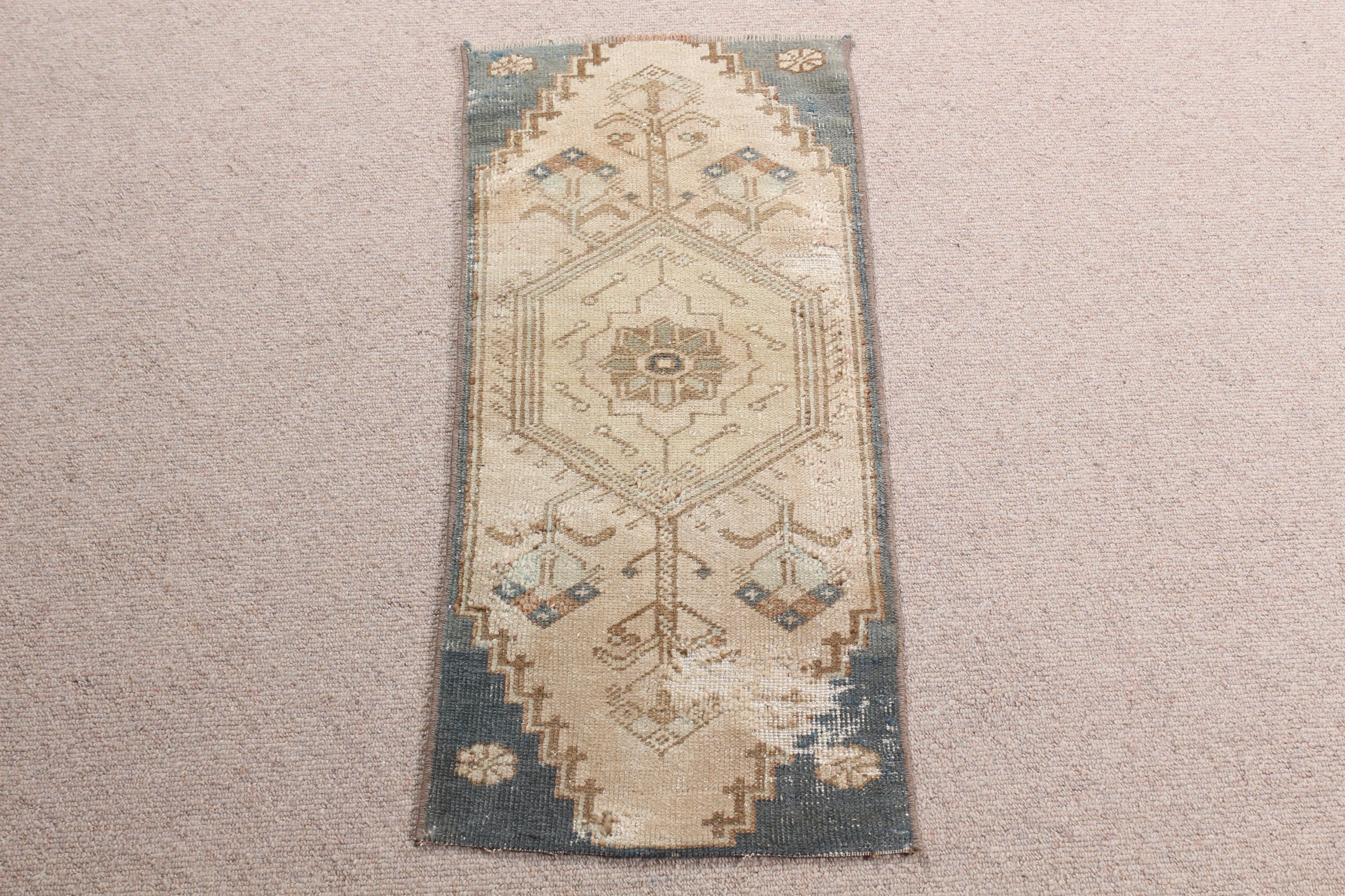 Vintage Rug, Nursery Rug, Car Mat Rug, Wool Rugs, Rugs for Kitchen, Beige Floor Rugs, Turkish Rug, 1.2x2.7 ft Small Rugs, Floor Rugs