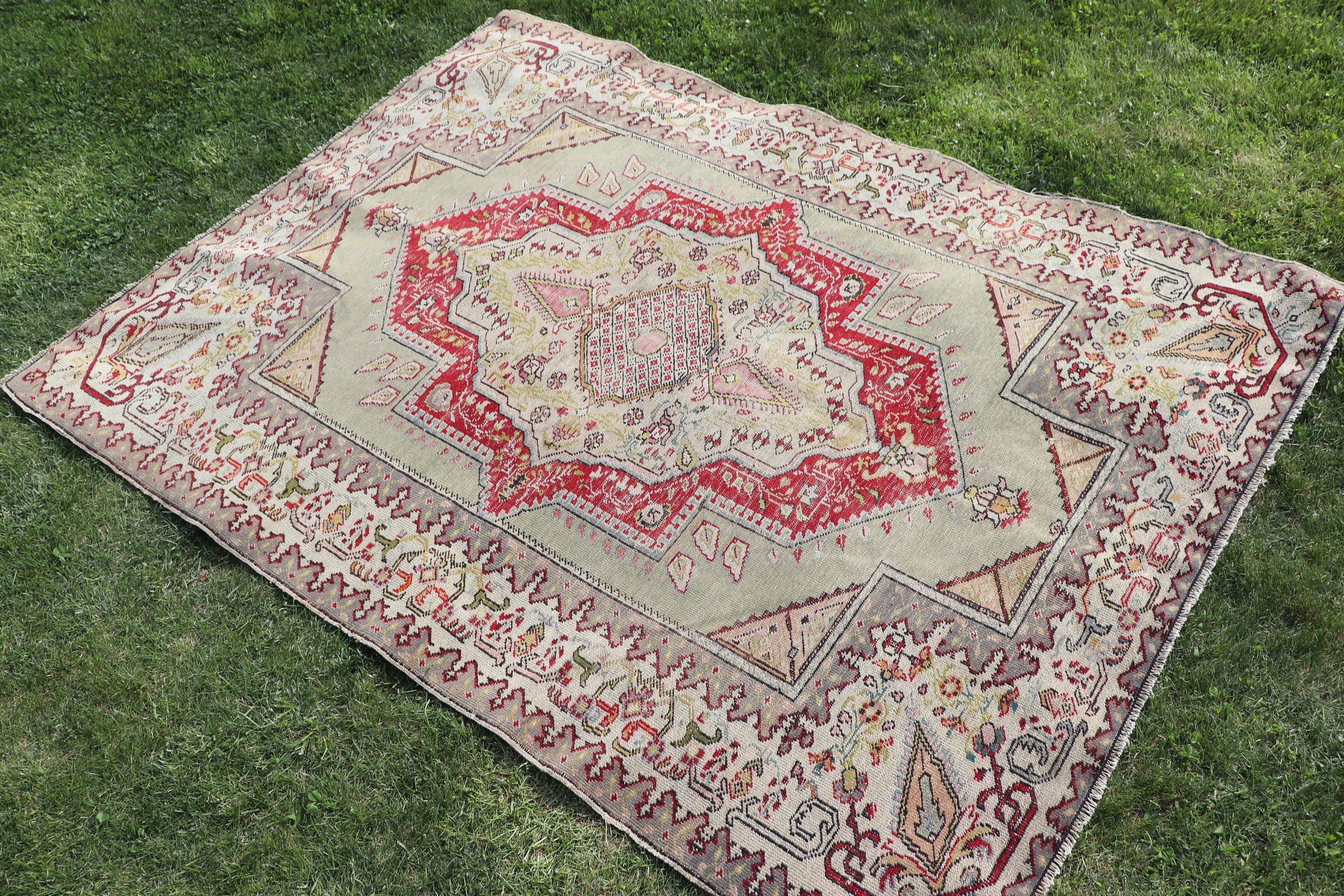 Çocuk Odası Halıları, Lüks Halı, Çocuk Halısı, Türk Halıları, Boho Halısı, Vintage Halılar, Mutfak Halısı, 4.1x5.7 ft Vurgulu Halılar, Yeşil Geometrik Halılar