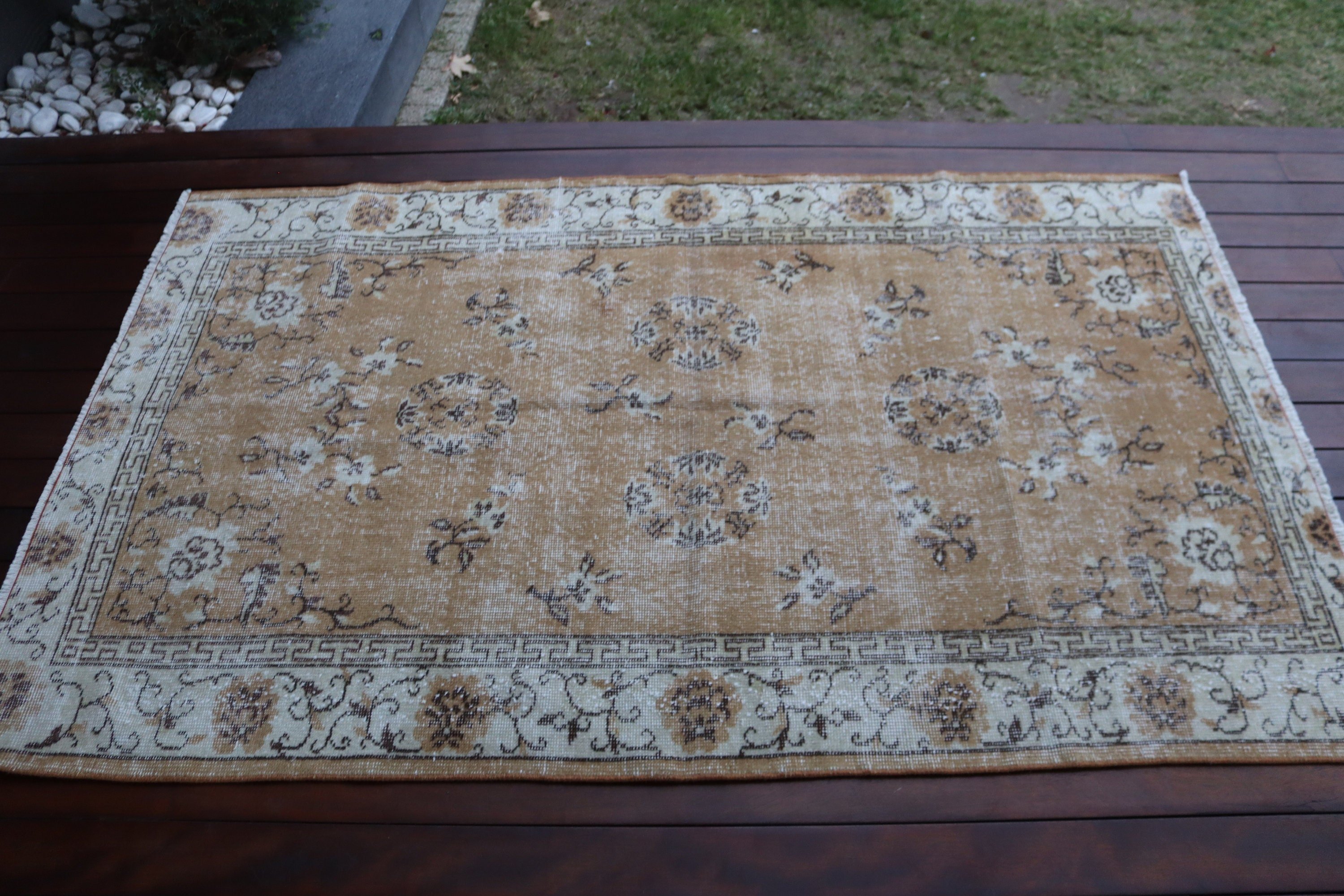 El Dokuma Halılar, Turuncu Fas Halısı, Vintage Halı, 3,8x6,2 ft Aksan Halısı, Boho Halıları, Türk Halıları, Mutfak Halısı, Çocuk Halıları, El Yapımı Halılar