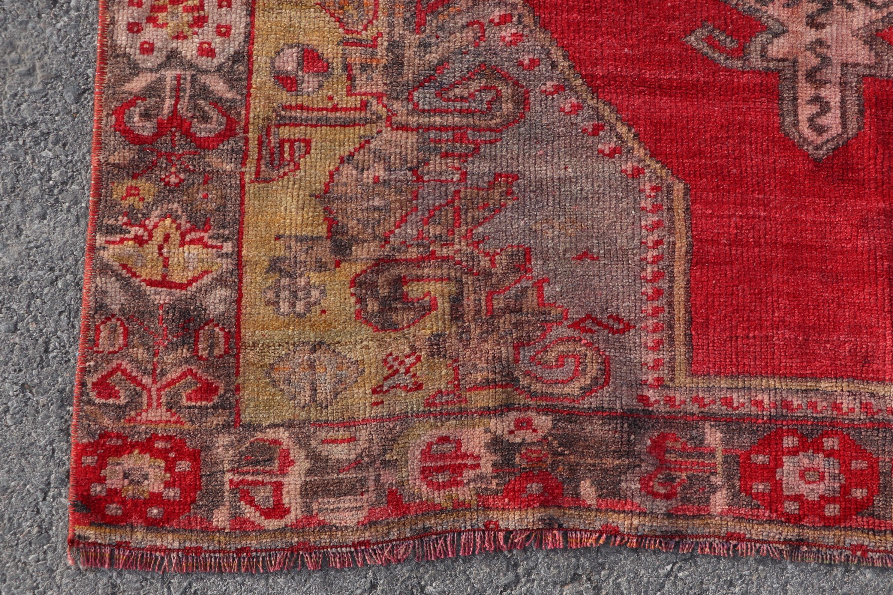Red Oushak Rug, Oushak Rugs, Wall Hanging Rug, Vintage Rug, Anatolian Rug, 3.9x2.7 ft Small Rugs, Turkish Rugs, Door Mat Rug, Tribal Rug