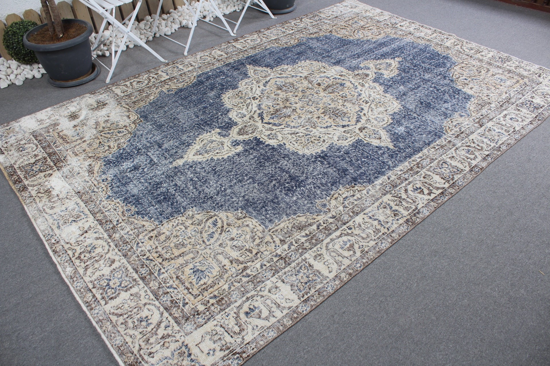 Home Decor Rug, Bedroom Rugs, Antique Rug, Cute Rug, Vintage Rugs, Dining Room Rug, Turkish Rugs, Blue  6.4x9.9 ft Large Rugs