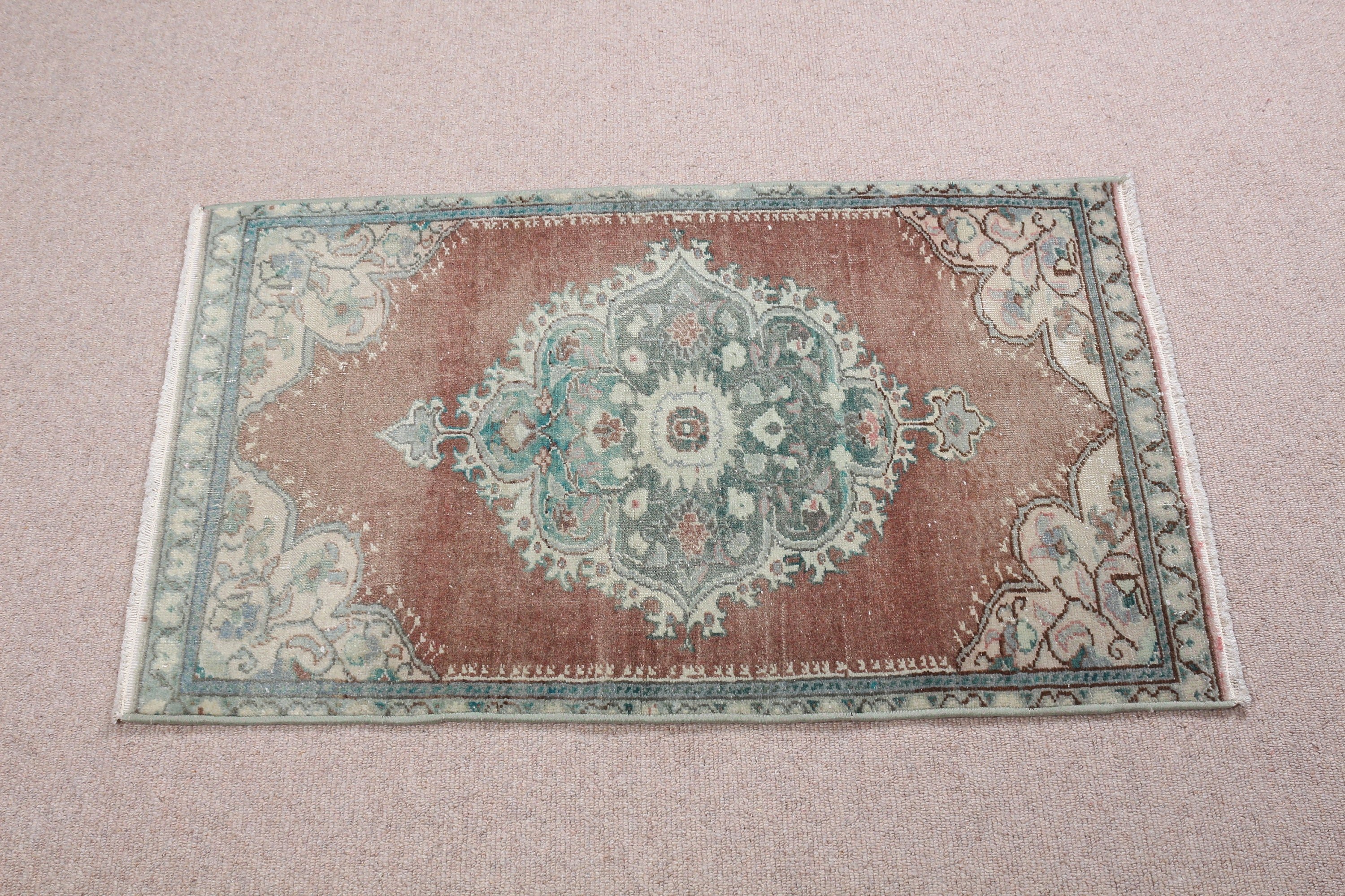 Sessiz Halı, Vintage Halı, Mutfak Halısı, Ev Dekorasyonu Halısı, Duvara Asılı Halı, Yeşil Oushak Halıları, Türk Halıları, 1.9x3.2 ft Küçük Halılar, Yatak Odası Halısı