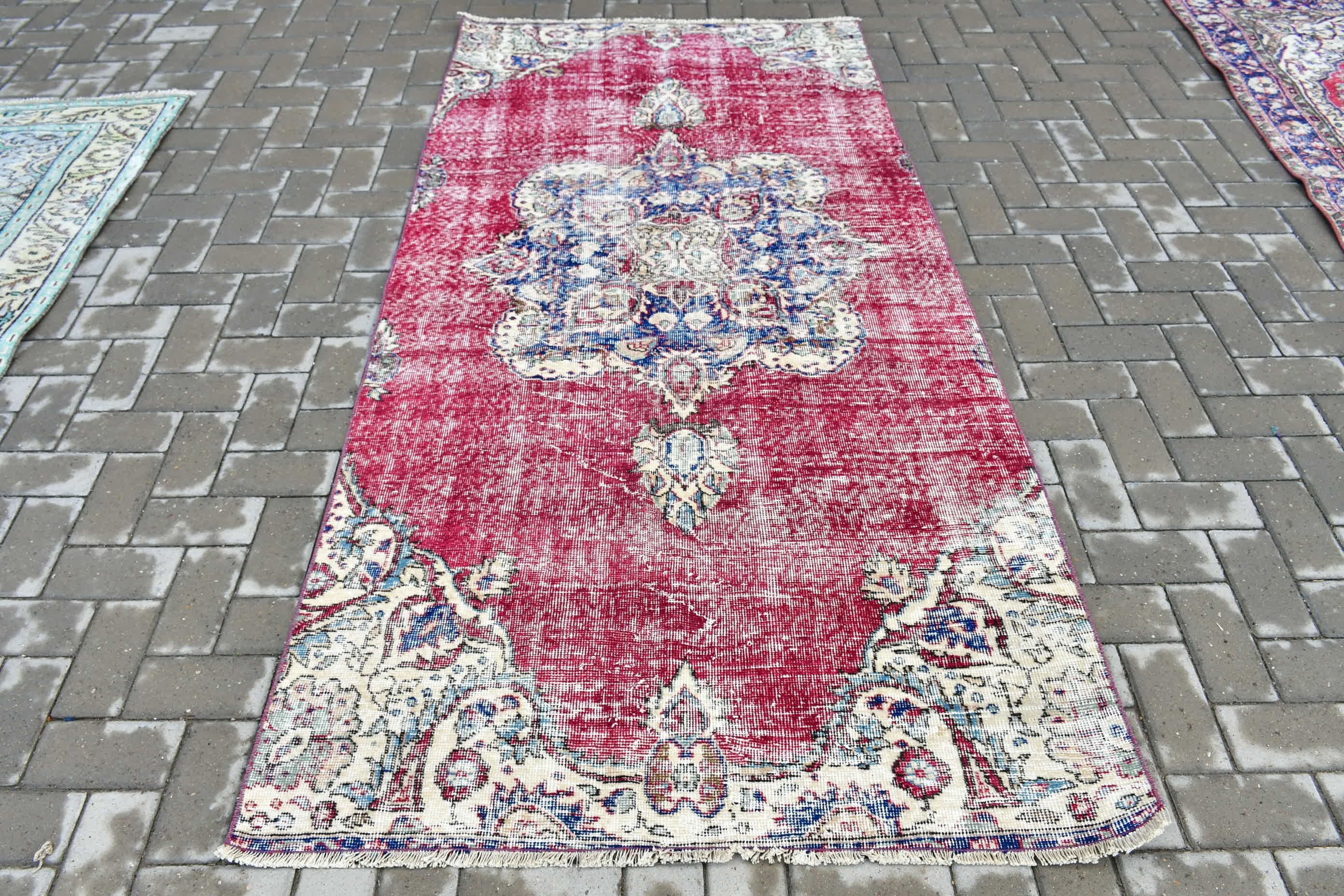 3.9x7.8 ft Area Rug, Cool Rug, Nursery Rugs, Vintage Rug, Dining Room Rug, Rugs for Floor, Red Moroccan Rug, Turkish Rug