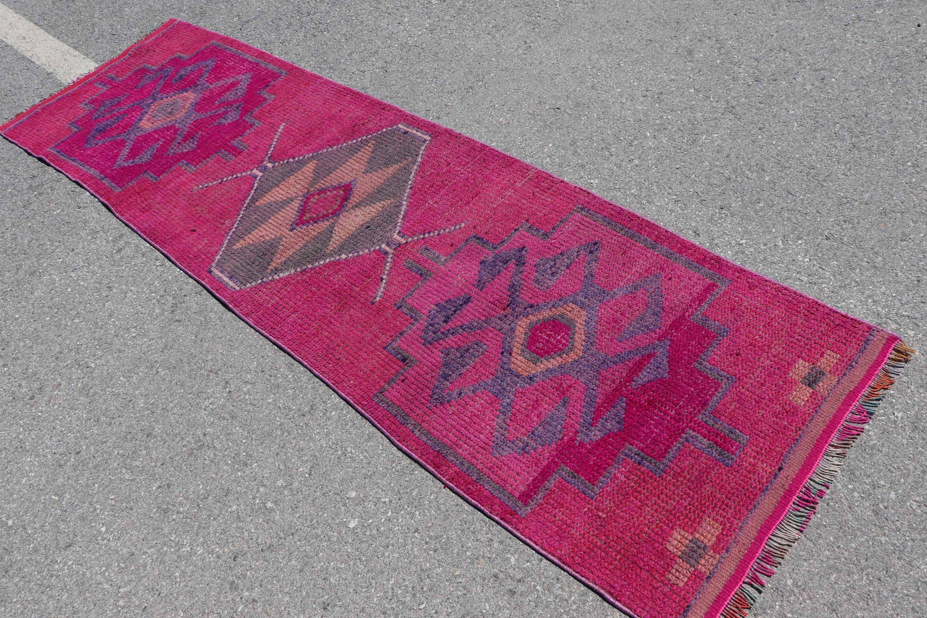 Moroccan Rug, Pink  2.6x8.9 ft Runner Rug, Bedroom Rug, Vintage Rug, Stair Rugs, Rugs for Kitchen, Turkish Rug, Hallway Rug