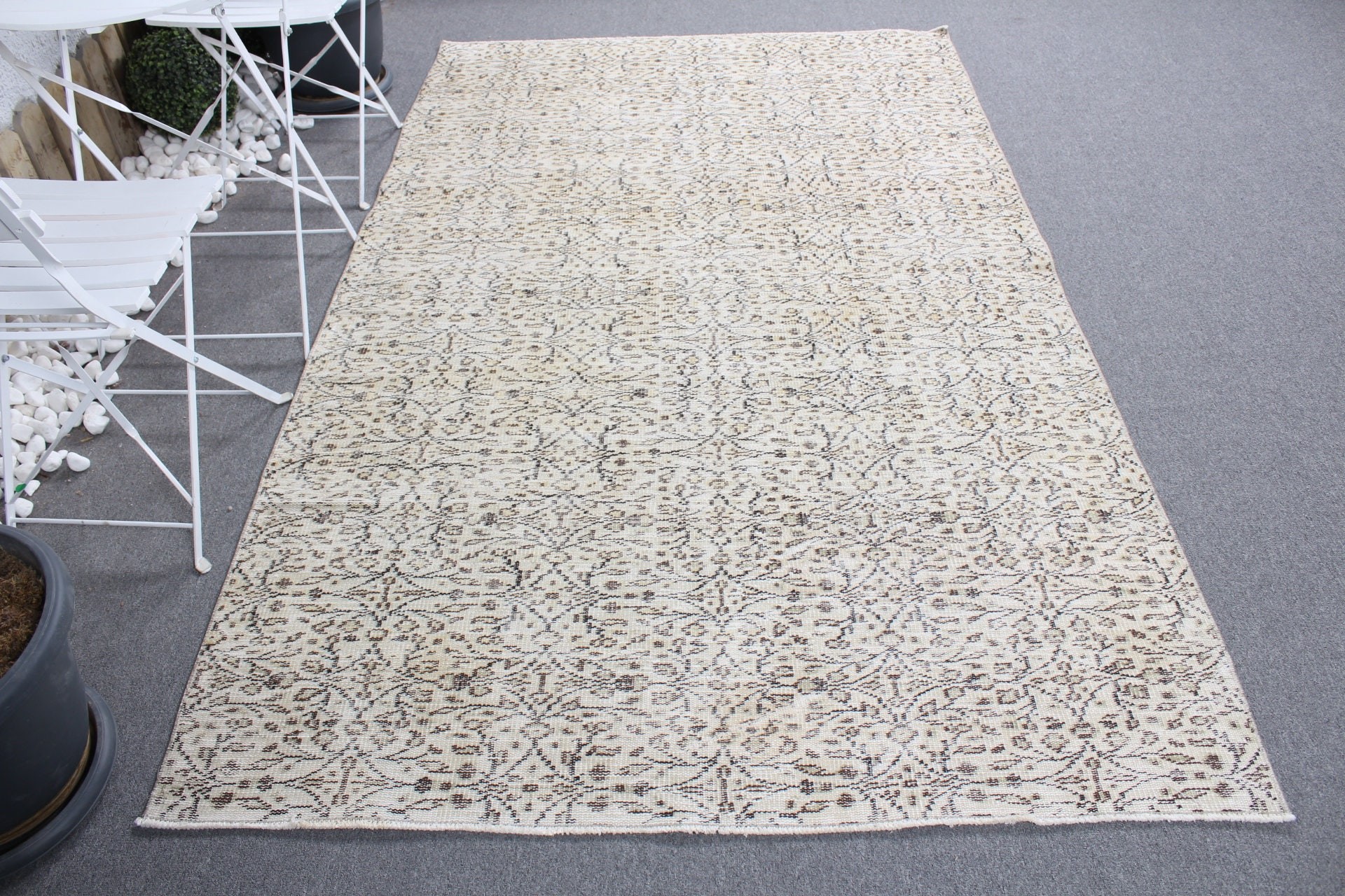 Bedroom Rug, Living Room Rug, Moroccan Rug, Vintage Rug, Turkish Rug, Oushak Rug, Beige Oushak Rug, Custom Rugs, 5x8.2 ft Large Rugs