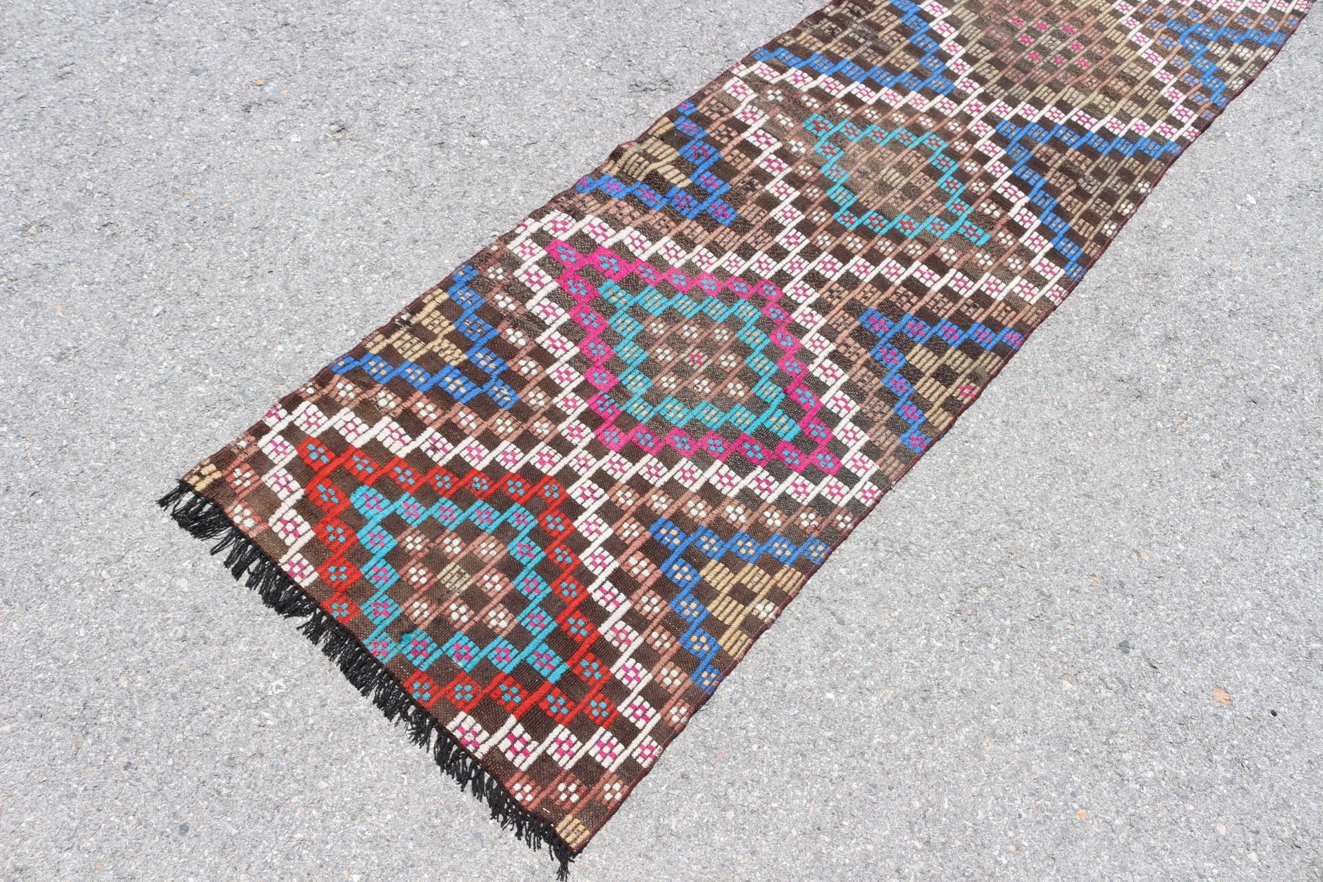 Kahverengi Ev Dekor Halıları, Türk Halıları, Merdiven Halıları, Yatak Odası Halıları, 2.3x7.6 ft Runner Halısı, Kilim, Antika Halı, Koridor Halısı, Vintage Halı