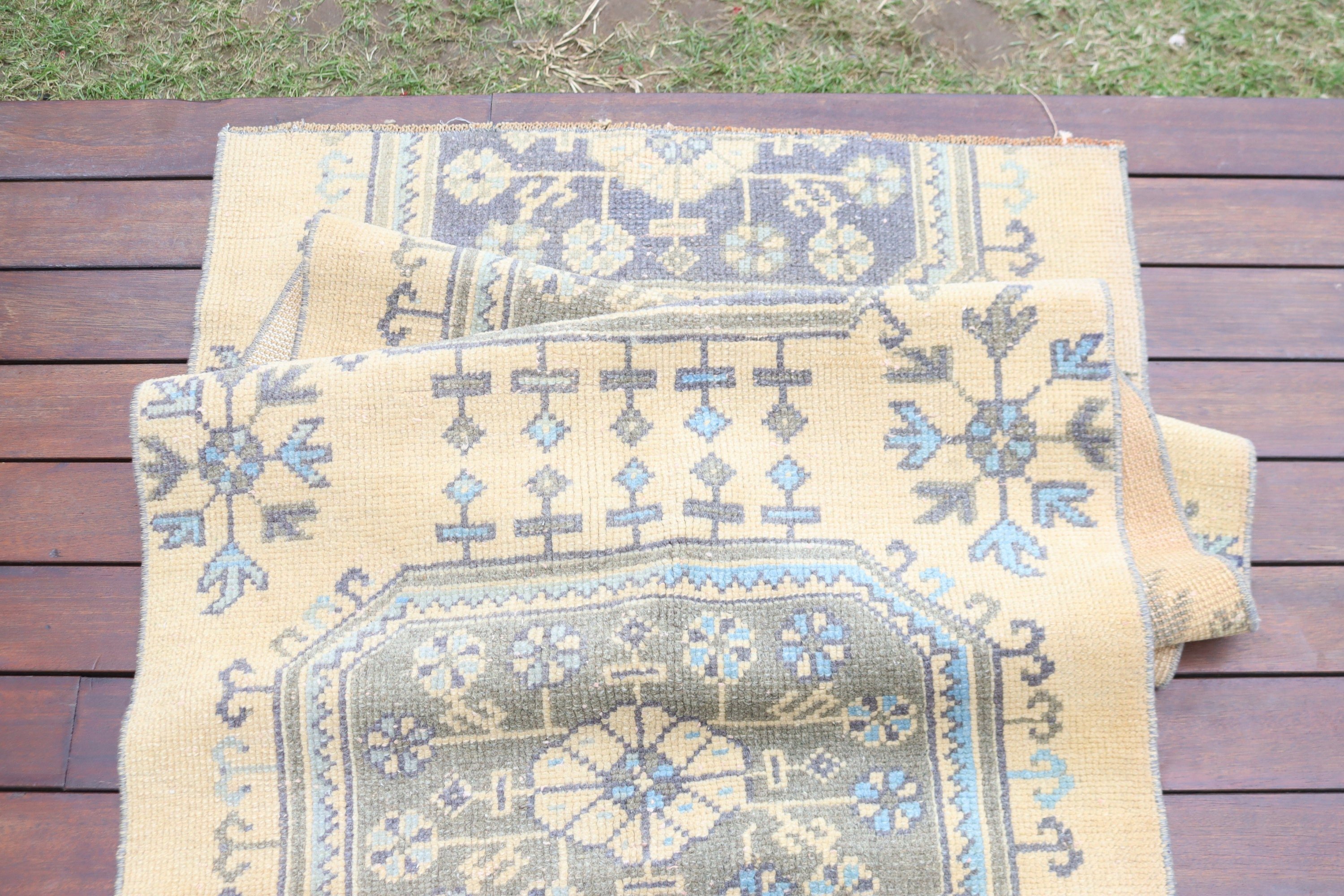 Corridor Rugs, Turkish Rugs, Vintage Rugs, Luxury Rugs, 2.7x8.5 ft Runner Rug, Kitchen Rugs, Bronze Geometric Rug, Rugs for Corridor