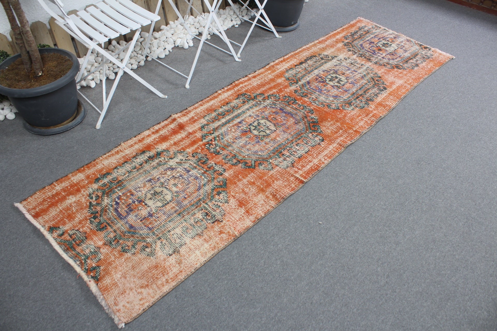 Orange Bedroom Rug, Stair Rug, 2.6x8.8 ft Runner Rug, Turkish Rug, Office Rugs, Anatolian Rug, Moroccan Rug, Kitchen Rugs, Vintage Rug