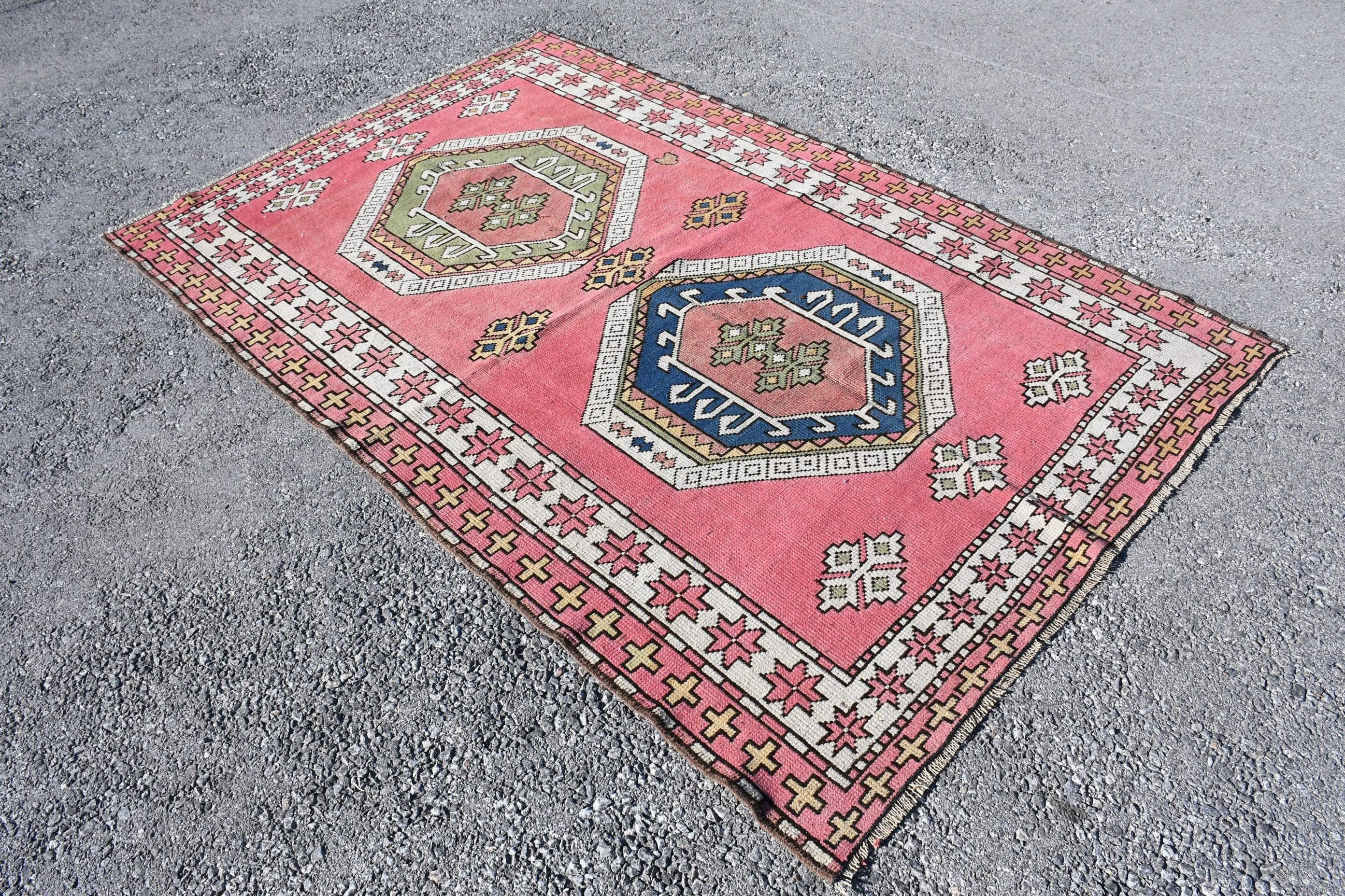 5.1x7.9 ft Large Rugs, Moroccan Rug, Bedroom Rug, Turkish Rug, Pink Cool Rugs, Vintage Rugs, Salon Rug, Rugs for Living Room, Wool Rug