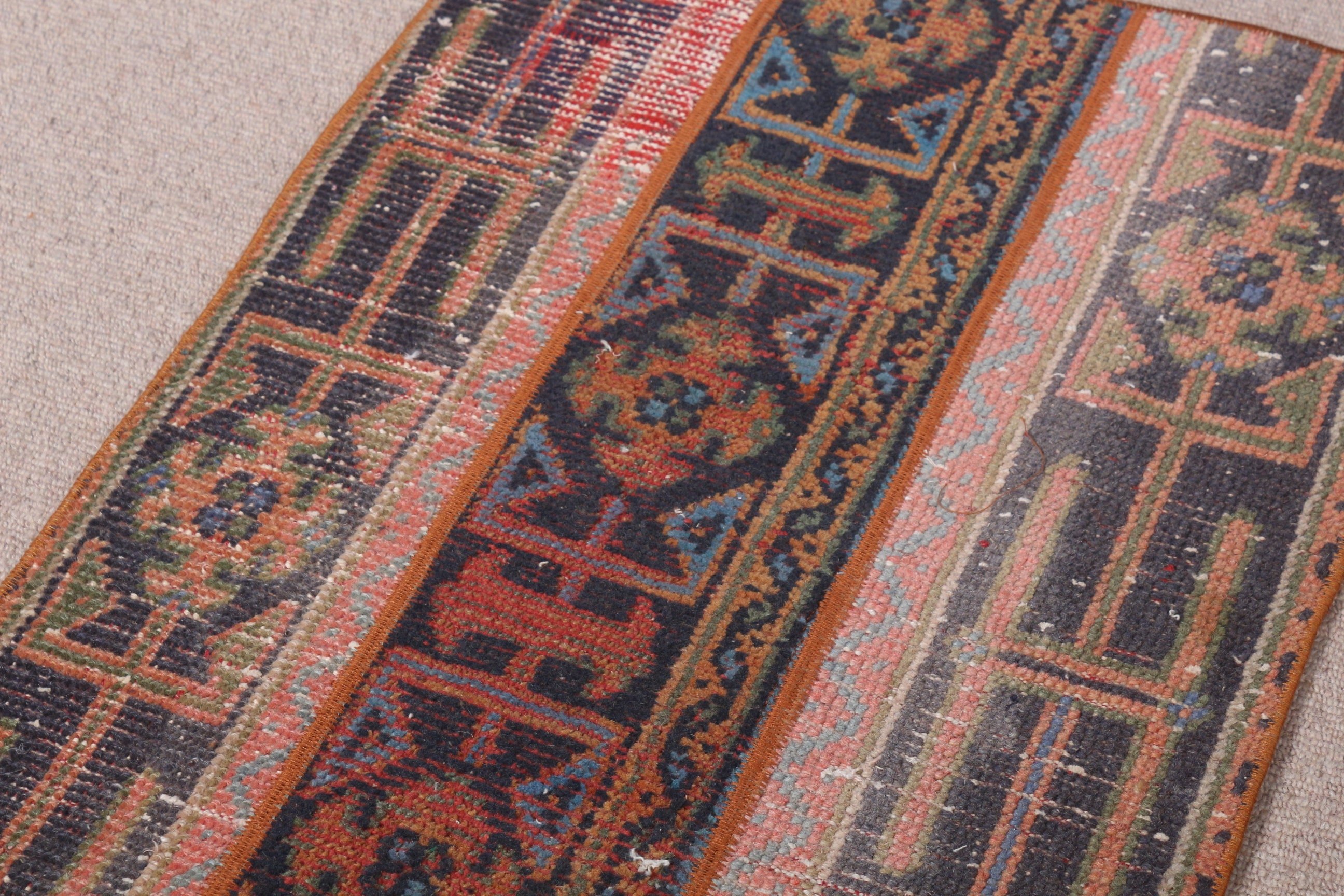 Türk Halıları, 1.9x2.5 ft Küçük Halı, Yer Halısı, Mavi Yer Halıları, Vintage Halılar, Kapı Paspas Halısı, Yün Halı, Mutfak Halıları, Banyo Halıları