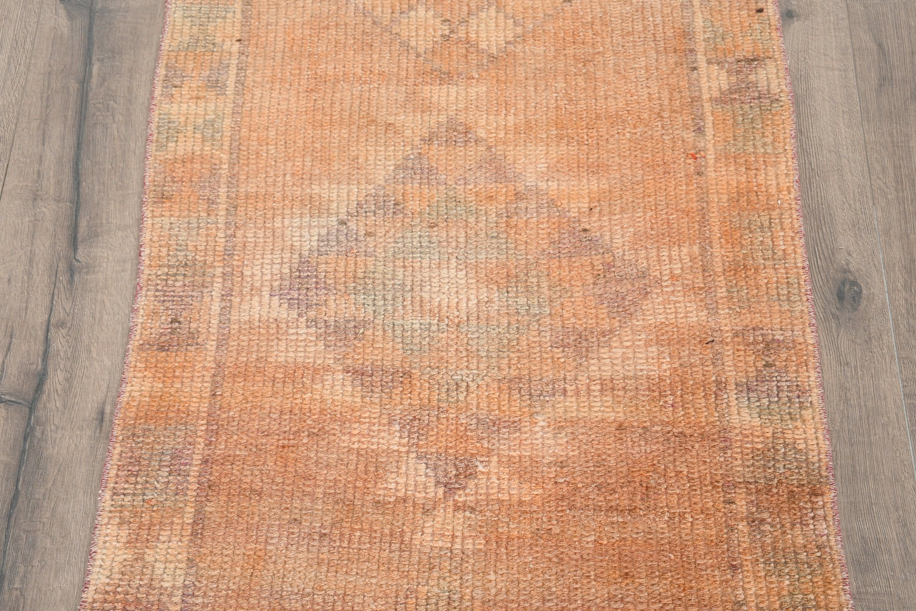 Mutfak Halıları, Türk Halısı, Vintage Halı, Runner Halıları, Yün Halı, 2.4x12.4 ft Runner Halısı, Turuncu Yatak Odası Halısı, Oushak Halısı, Koridor Halıları