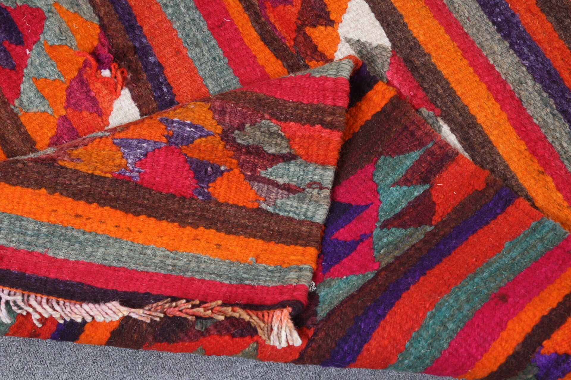 Home Decor Rugs, Kitchen Rug, Vintage Rug, Orange Wool Rug, Turkish Rugs, Anatolian Rug, Art Rug, 3.2x10.1 ft Runner Rug, Corridor Rugs