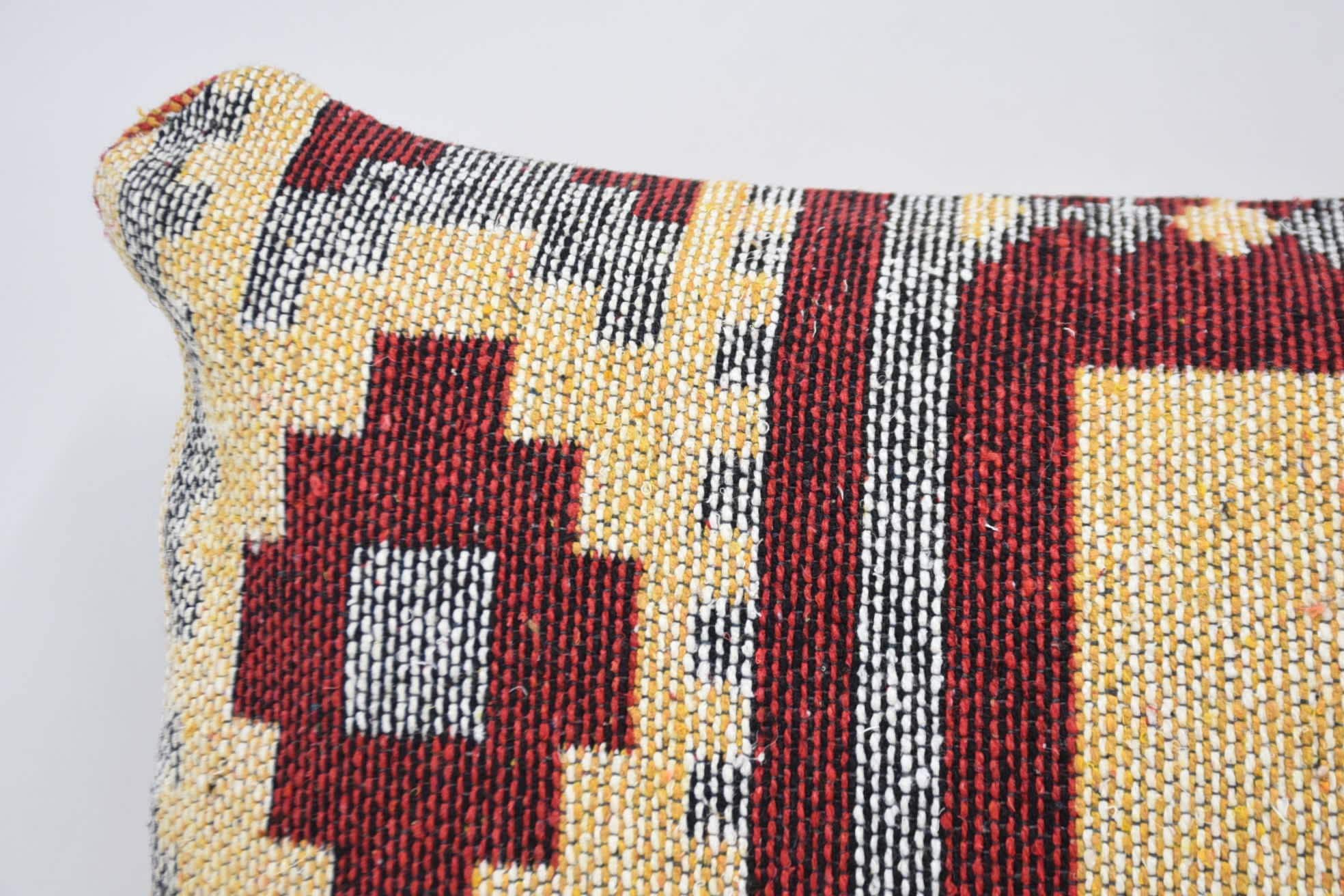 Cotton Cushion, Couch Cushion Cover, Turkish Kilim Pillow, Ethnical Kilim Rug Pillow, Vintage Kilim Pillow, 16"x24" Red Cushion