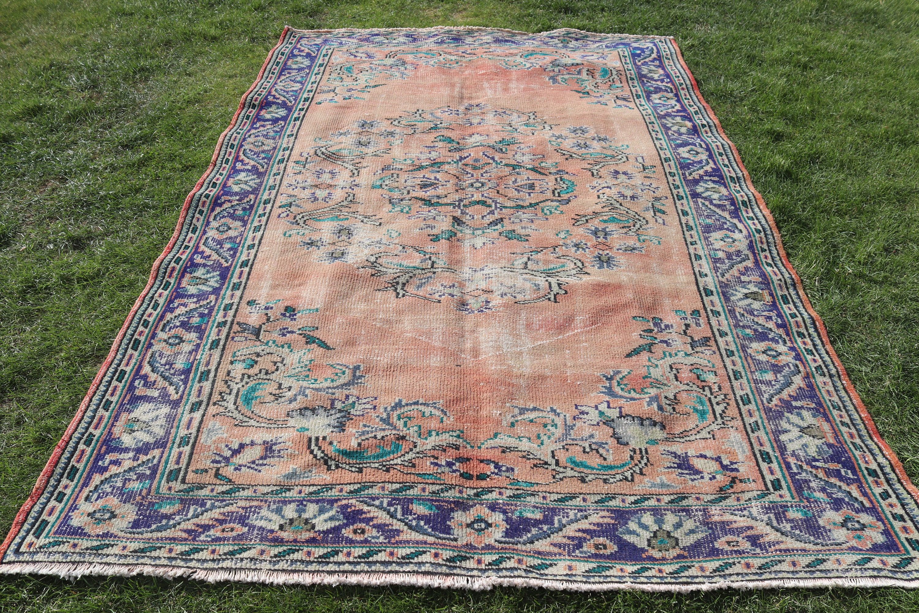 El Dokuma Halılar, 5.9x8.9 ft Büyük Halılar, Lüks Halı, Türk Halısı, Pembe Boho Halısı, Vintage Halı, Büyük Oushak Halısı, Mutfak Halıları, Oturma Odası Halısı