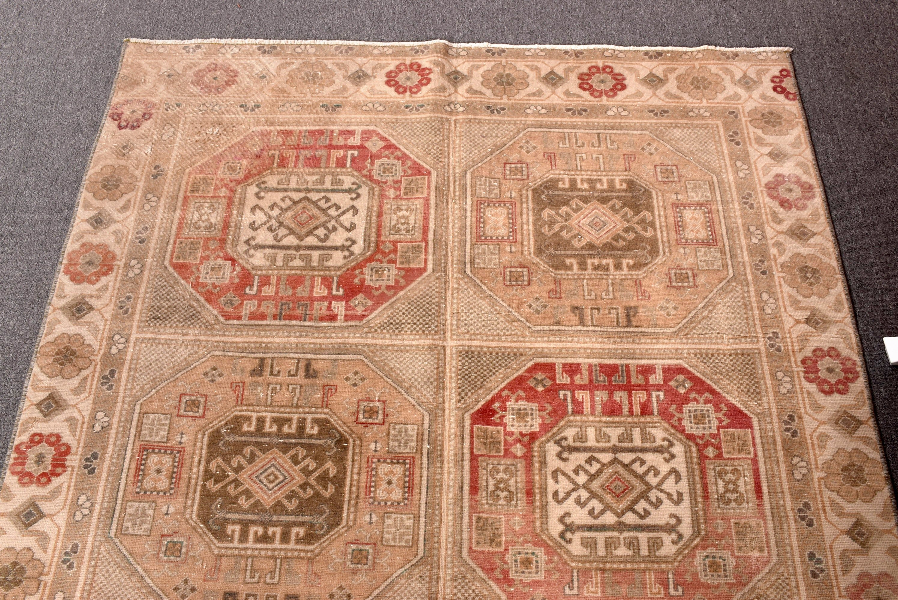 Türk Halısı, Mutfak Halıları, Mutfak Halıları, Bej Geometrik Halı, Vintage Halı, Ev Dekor Halıları, Türkiye Halıları, 4.4x7 ft Alan Halısı, Yatak Odası Halısı