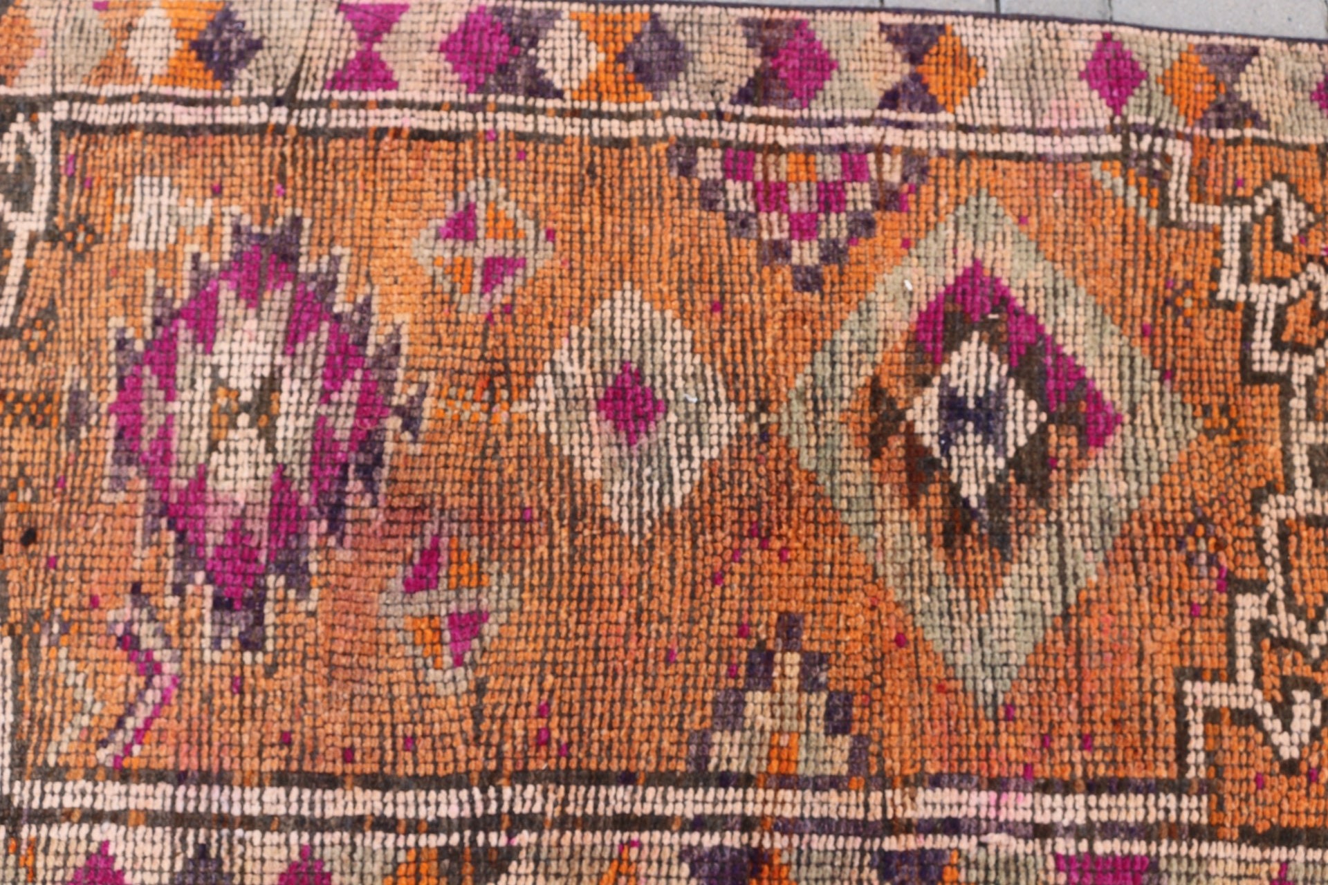 Orange Oriental Rug, Kitchen Rugs, Turkish Rug, 2.7x10.9 ft Runner Rugs, Stair Rug, Moroccan Rug, Vintage Rug, Ethnic Rug