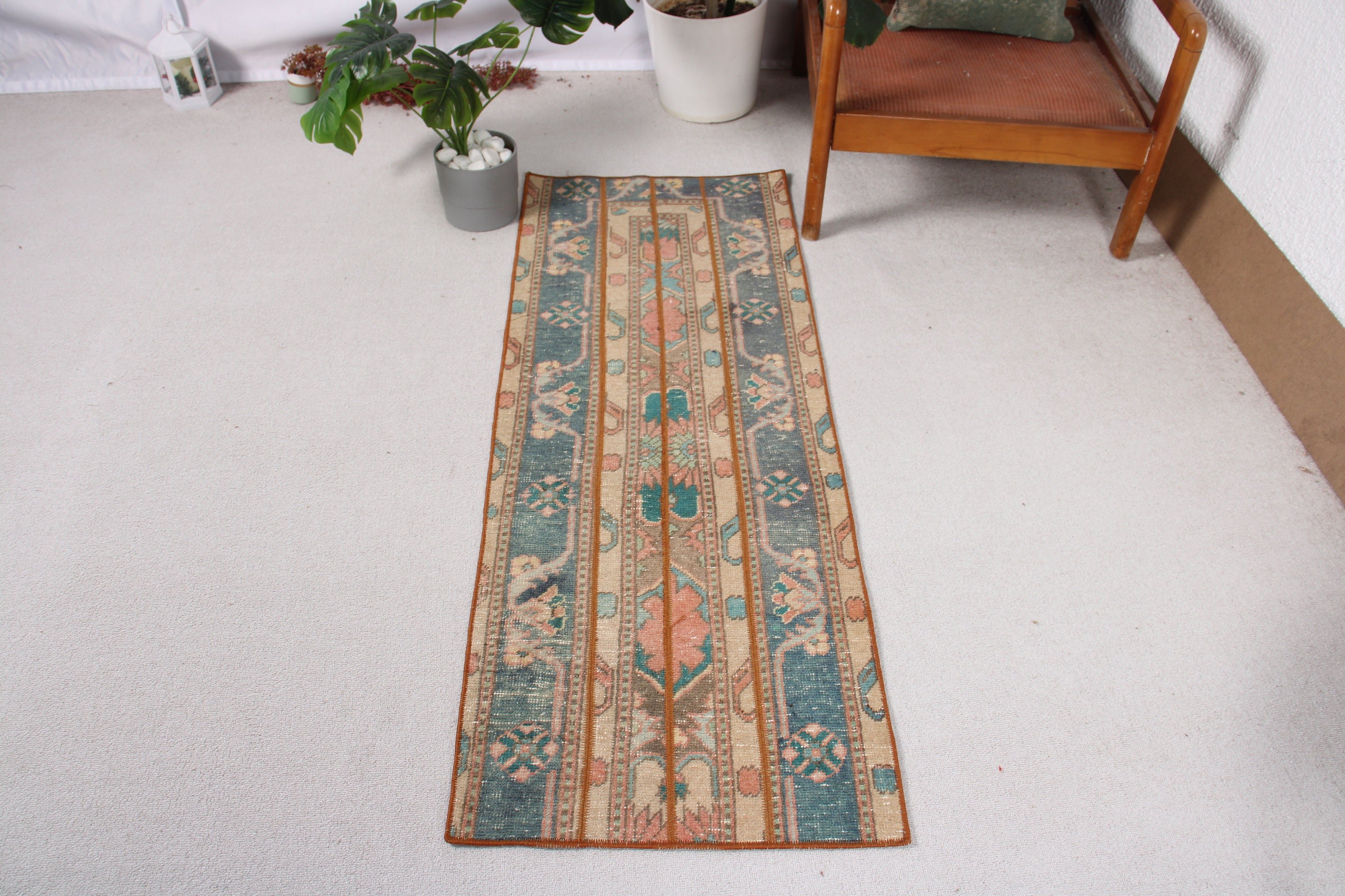 Bohemian Rug, Handwoven Rug, Luxury Rug, Kitchen Rug, Blue Oriental Rugs, Vintage Rugs, Turkish Rug, Small Boho Rugs, 1.8x4.9 ft Small Rug