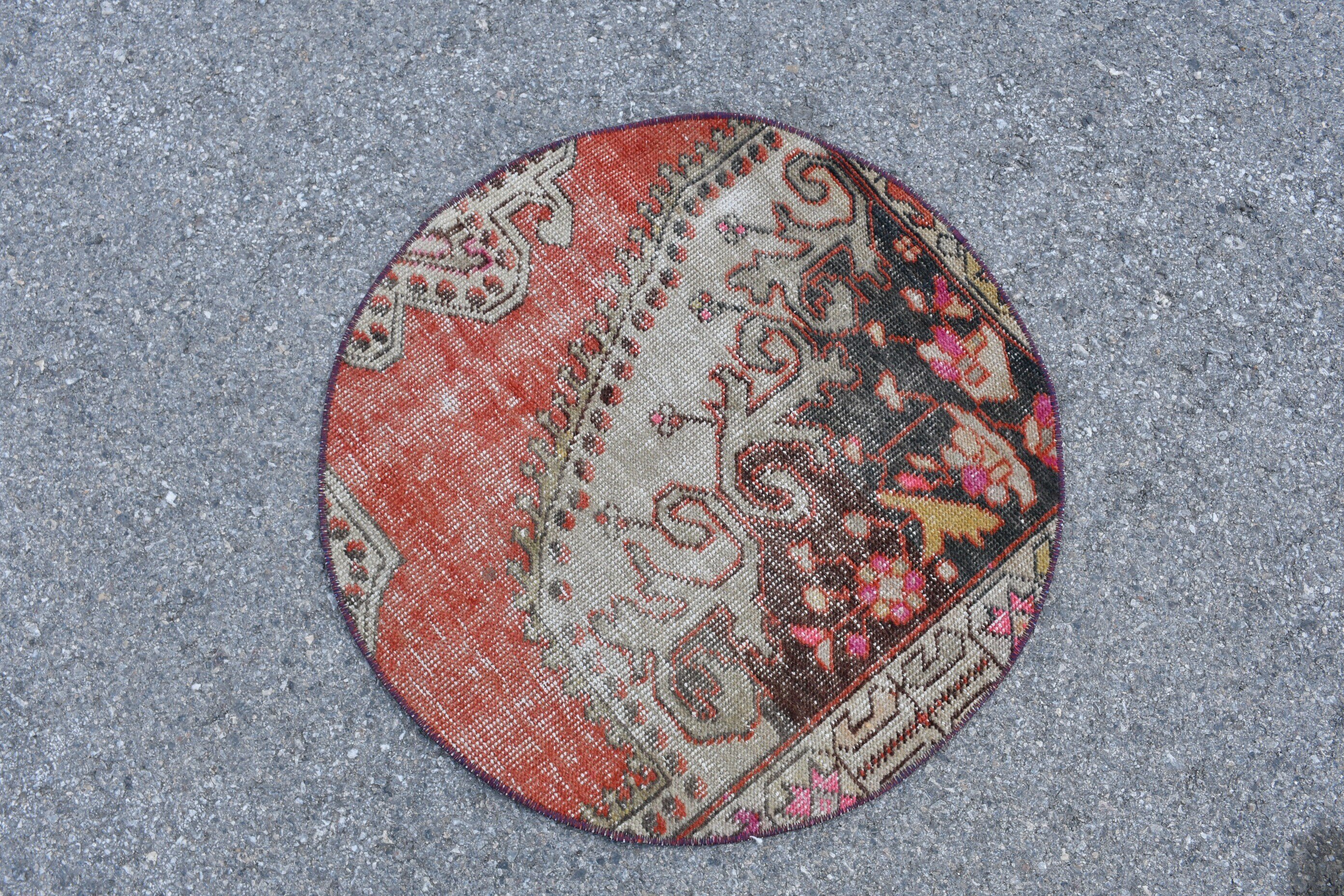 Kitchen Rug, Turkish Rugs, Nursery Rug, 2.3x2.3 ft Small Rug, Vintage Rugs, Red Anatolian Rug, Moroccan Rug, Decorative Rug, Antique Rugs