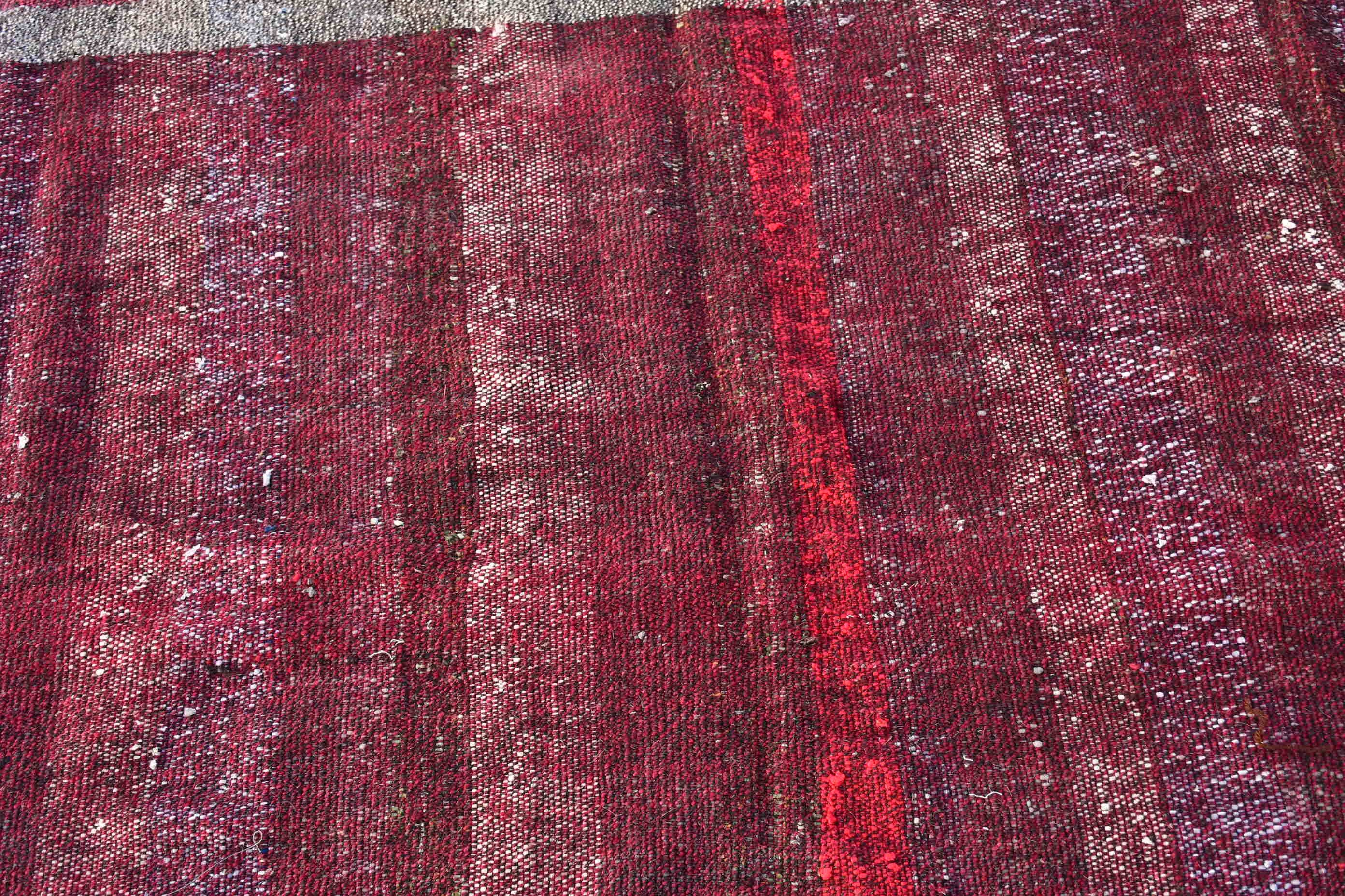 Vintage Rugs, Floor Rugs, Red Wool Rugs, Rugs for Floor, Kilim, Custom Rug, Moroccan Rug, 3.3x7.4 ft Area Rugs, Bedroom Rugs, Turkish Rug