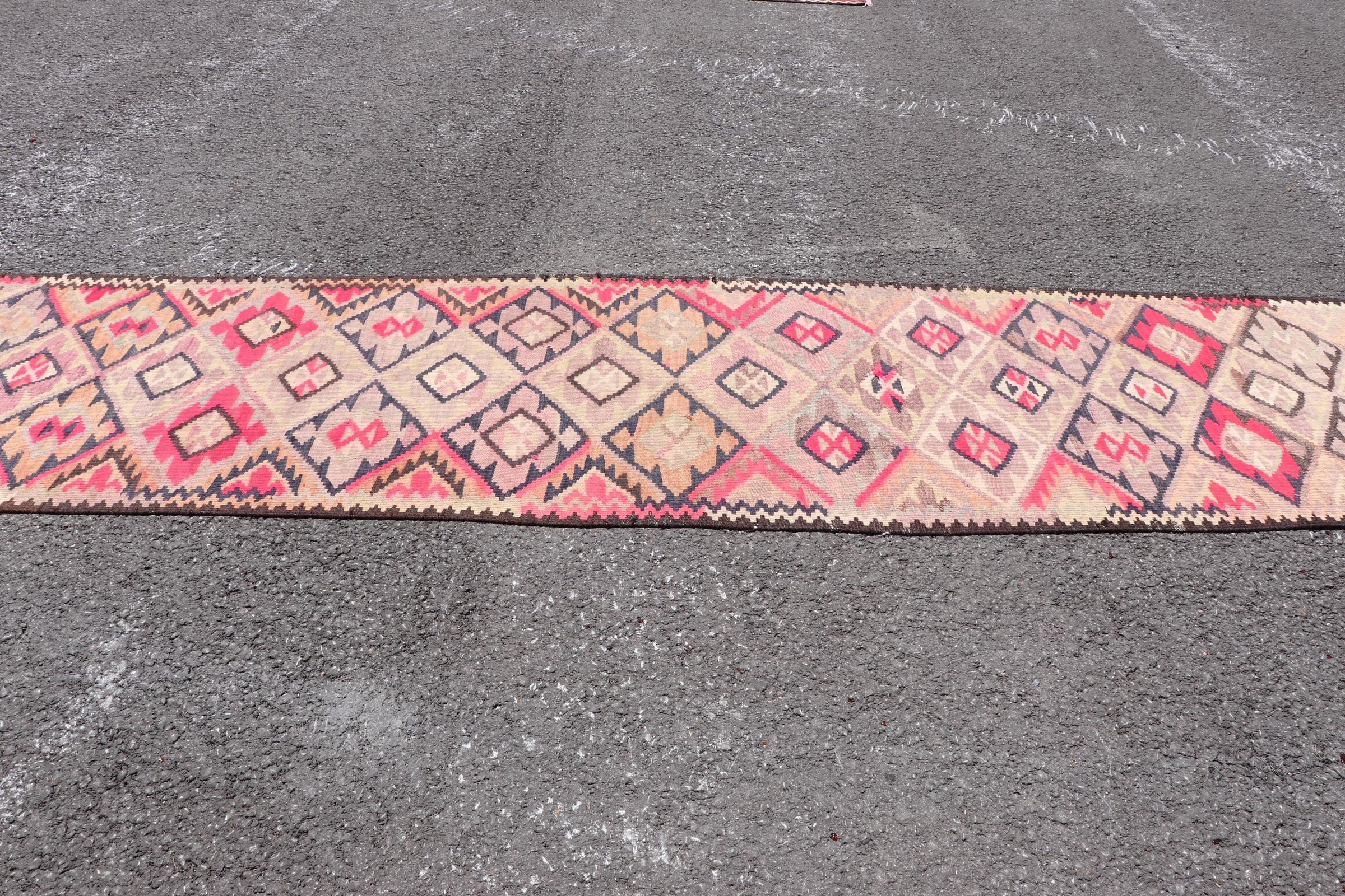 3x13 ft Runner Rugs, Corridor Rug, Turkish Rug, Pink Antique Rugs, Home Decor Rug, Kitchen Rug, Wool Rugs, Rugs for Kitchen, Vintage Rugs