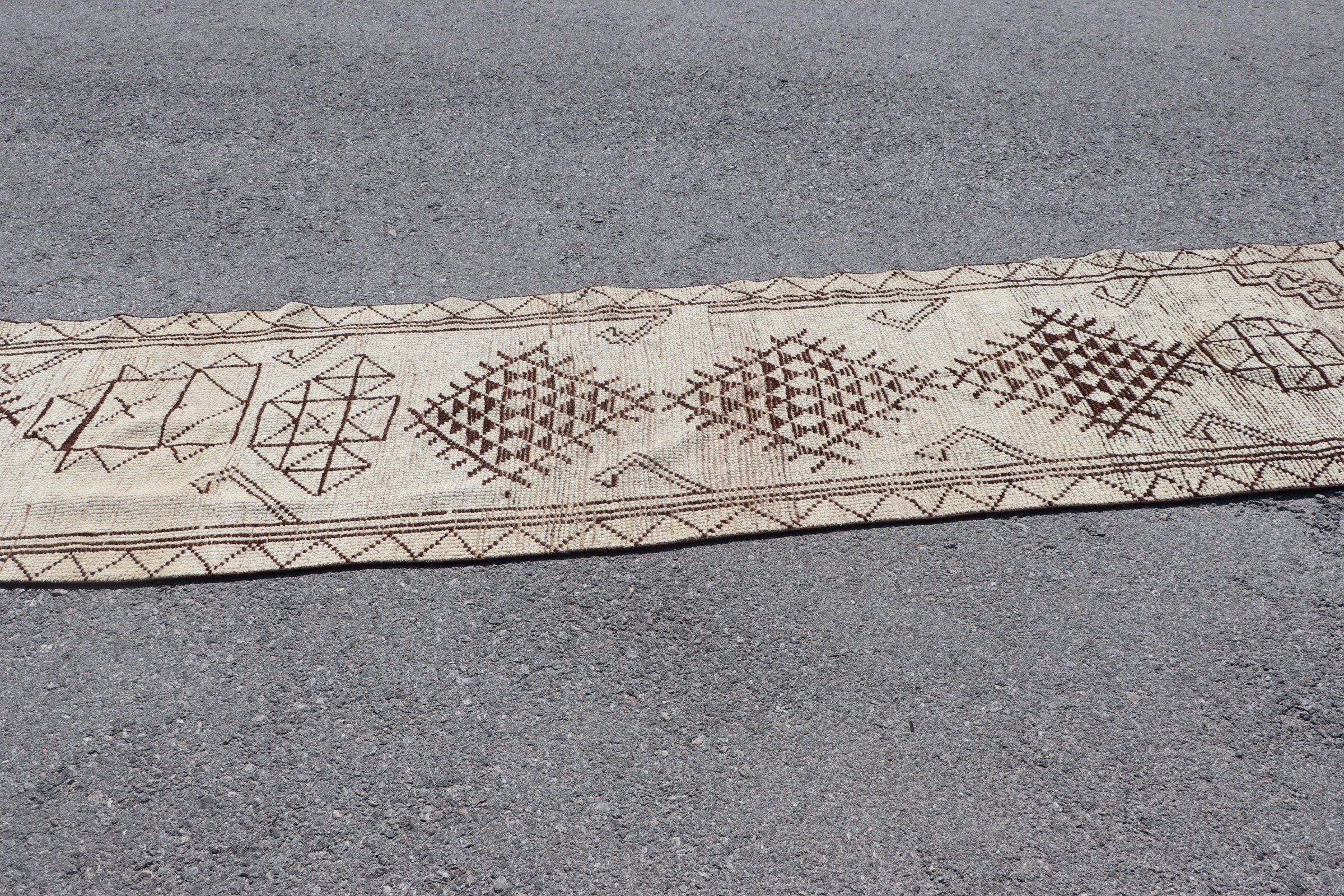 Beige Kitchen Rugs, Corridor Rug, Vintage Rugs, 2.6x11.8 ft Runner Rug, Rugs for Hallway, Bedroom Rugs, Turkish Rug, Old Rugs