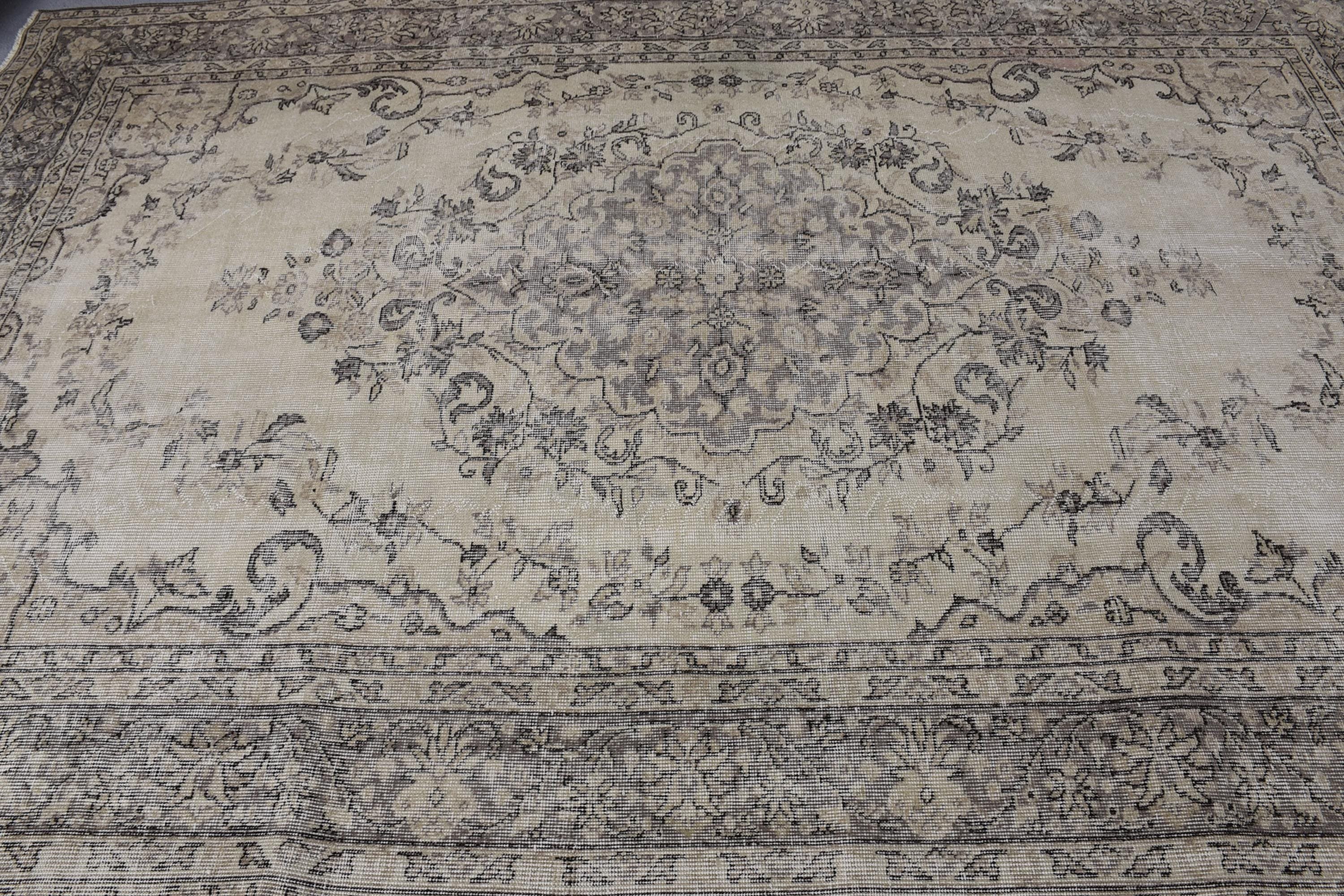 Geometrik Halı, Büyük Boho Halılar, Türk Halısı, Büyük Oushak Halıları, 6,4x9,8 ft Büyük Halı, Vintage Halı, Nötr Halılar, Bej Oryantal Halılar