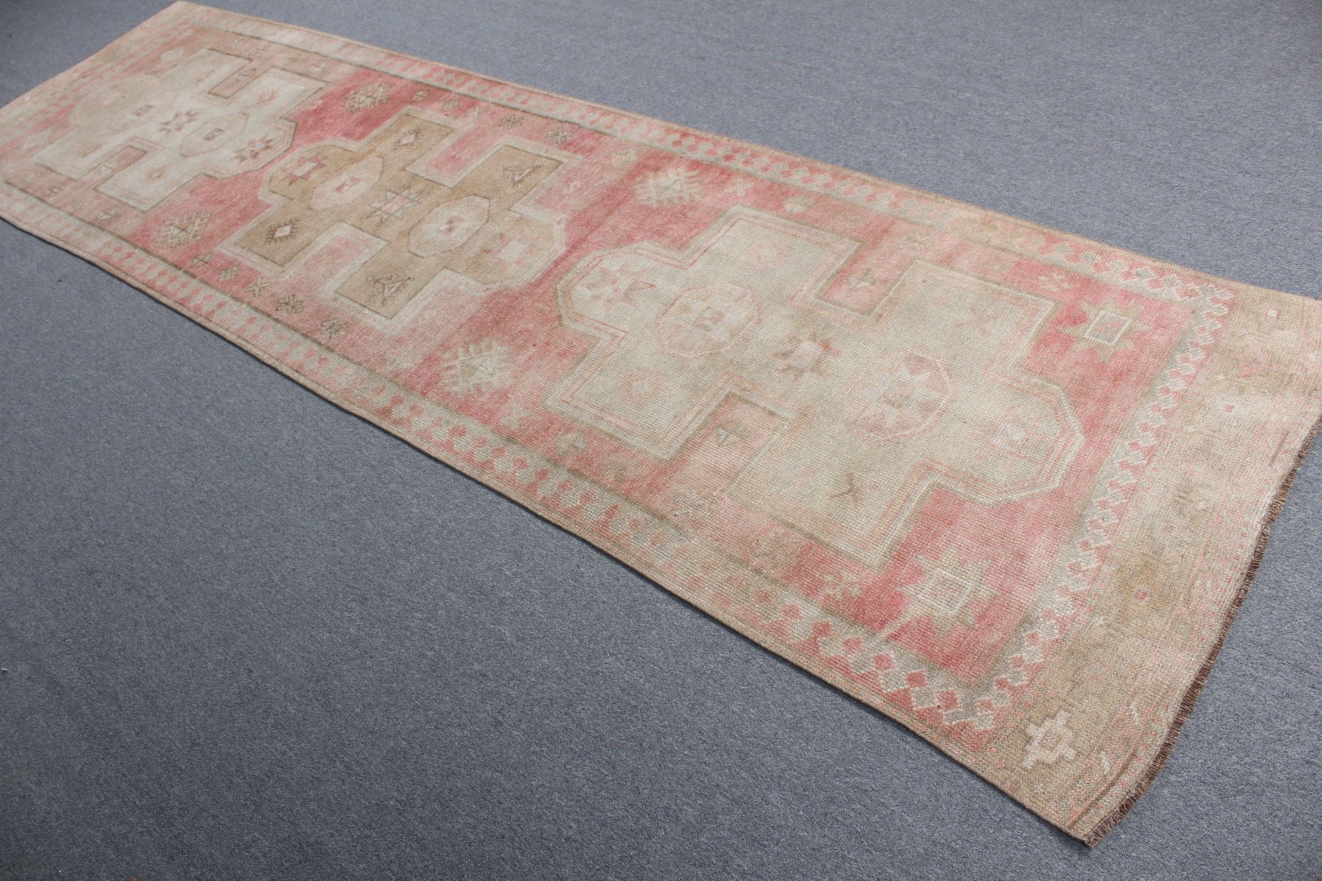 Vintage Halı, Ev Dekorasyonu Halısı, Türk Halıları, Göçebe Halısı, Koridor Halıları, Pembe Fas Halısı, 3.3x11.3 ft Koşucu Halıları, Merdiven Halıları