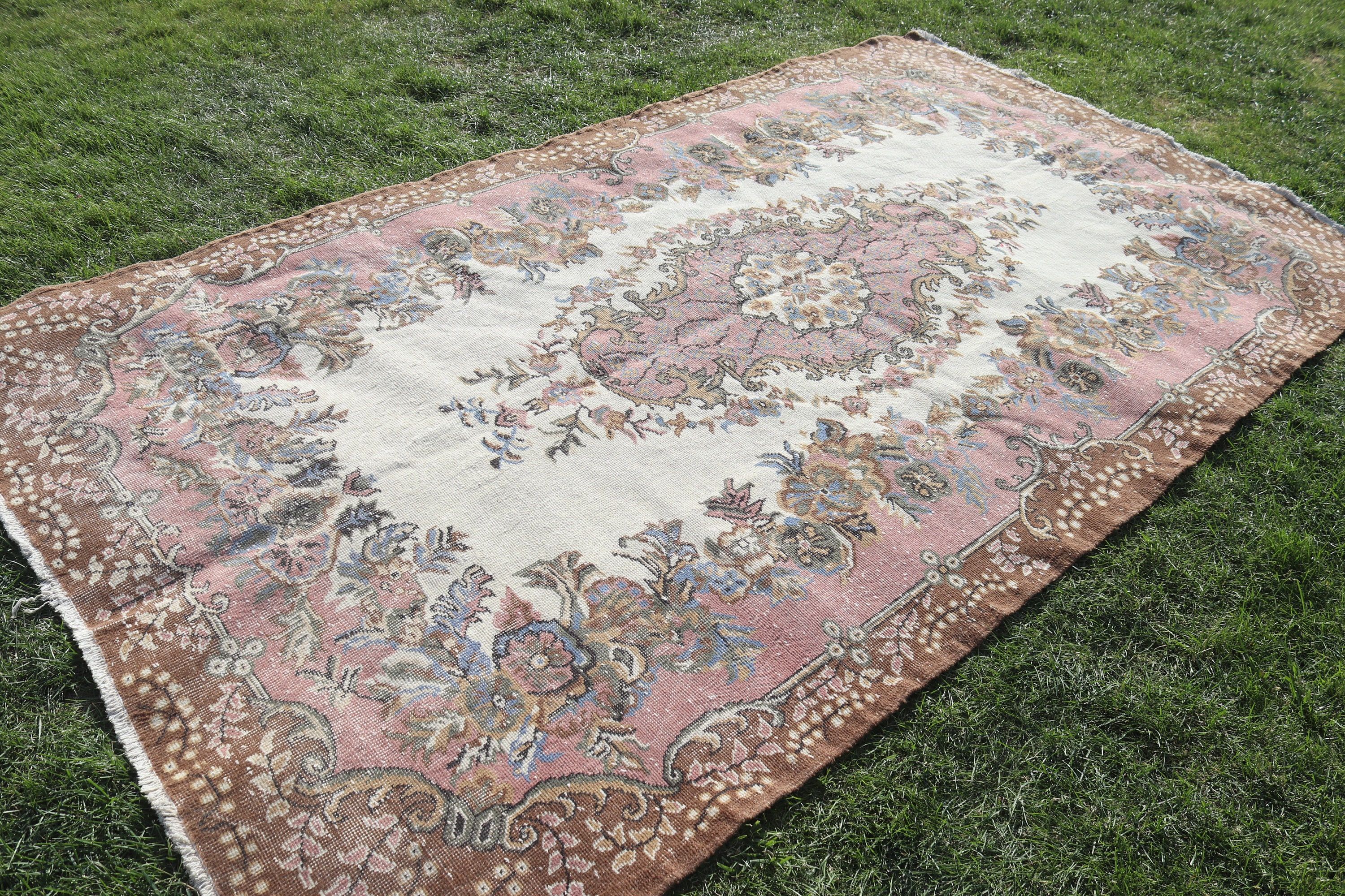 5.7x10 ft Büyük Halılar, Türk Halısı, Anadolu Halısı, Pembe Ev Dekor Halıları, Aztek Halısı, Büyük Oushak Halısı, Büyük Boho Halıları, Vintage Halı, Havalı Halı