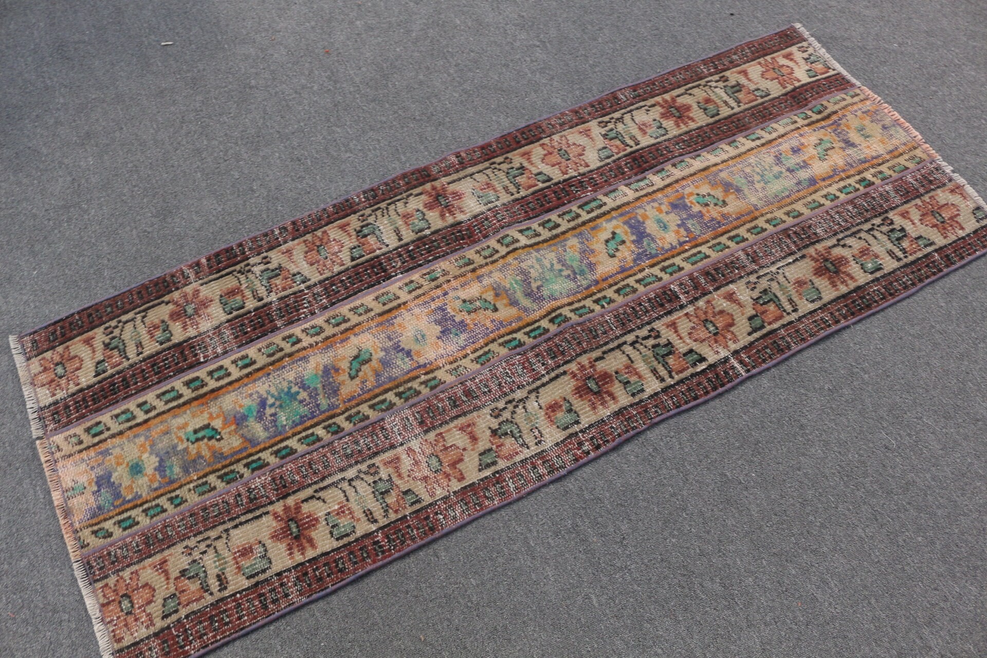 Vintage Rug, 2.1x5.5 ft Runner Rugs, Outdoor Rug, Anatolian Rug, Turkish Rug, Oriental Rug, Orange Bedroom Rug, Rugs for Stair, Hallway Rug