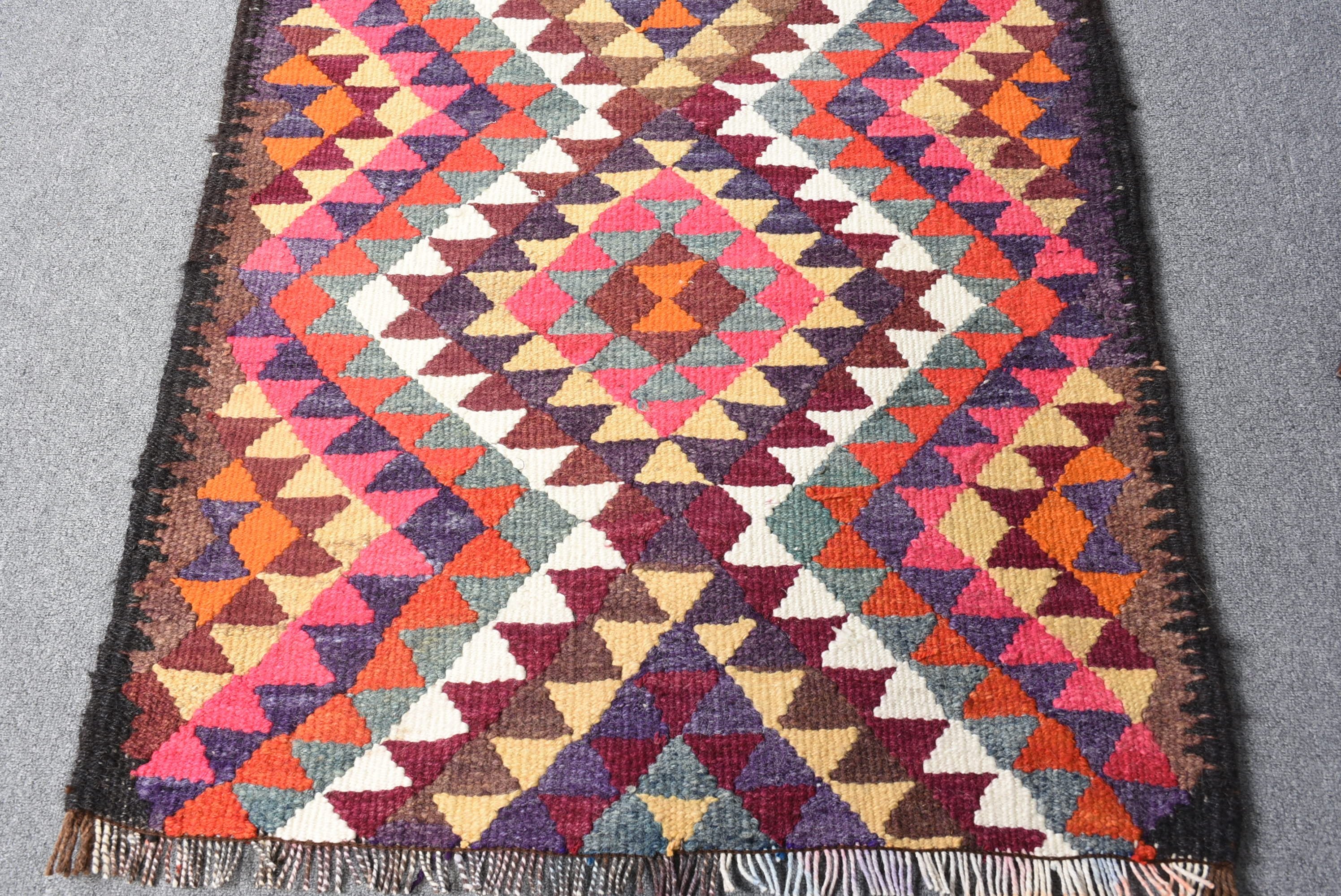 Brown Wool Rugs, Rugs for Hallway, Vintage Rugs, Turkish Rug, Stair Rugs, Kitchen Rugs, Anatolian Rug, Dorm Rugs, 2.9x10.6 ft Runner Rugs