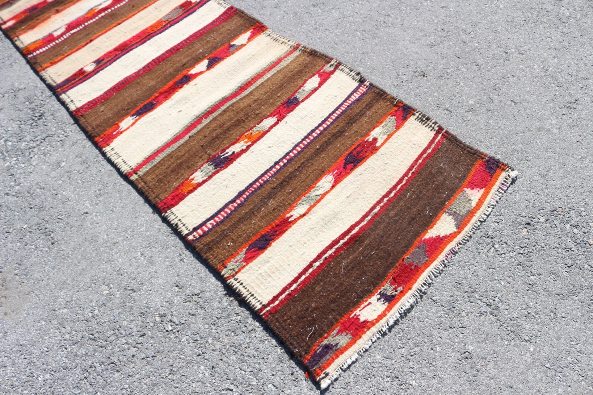 Moroccan Rugs, Corridor Rugs, Turkish Rugs, Designer Rugs, Beige Oushak Rug, Wool Rug, Stair Rug, 2.7x10 ft Runner Rugs, Vintage Rug, Kilim