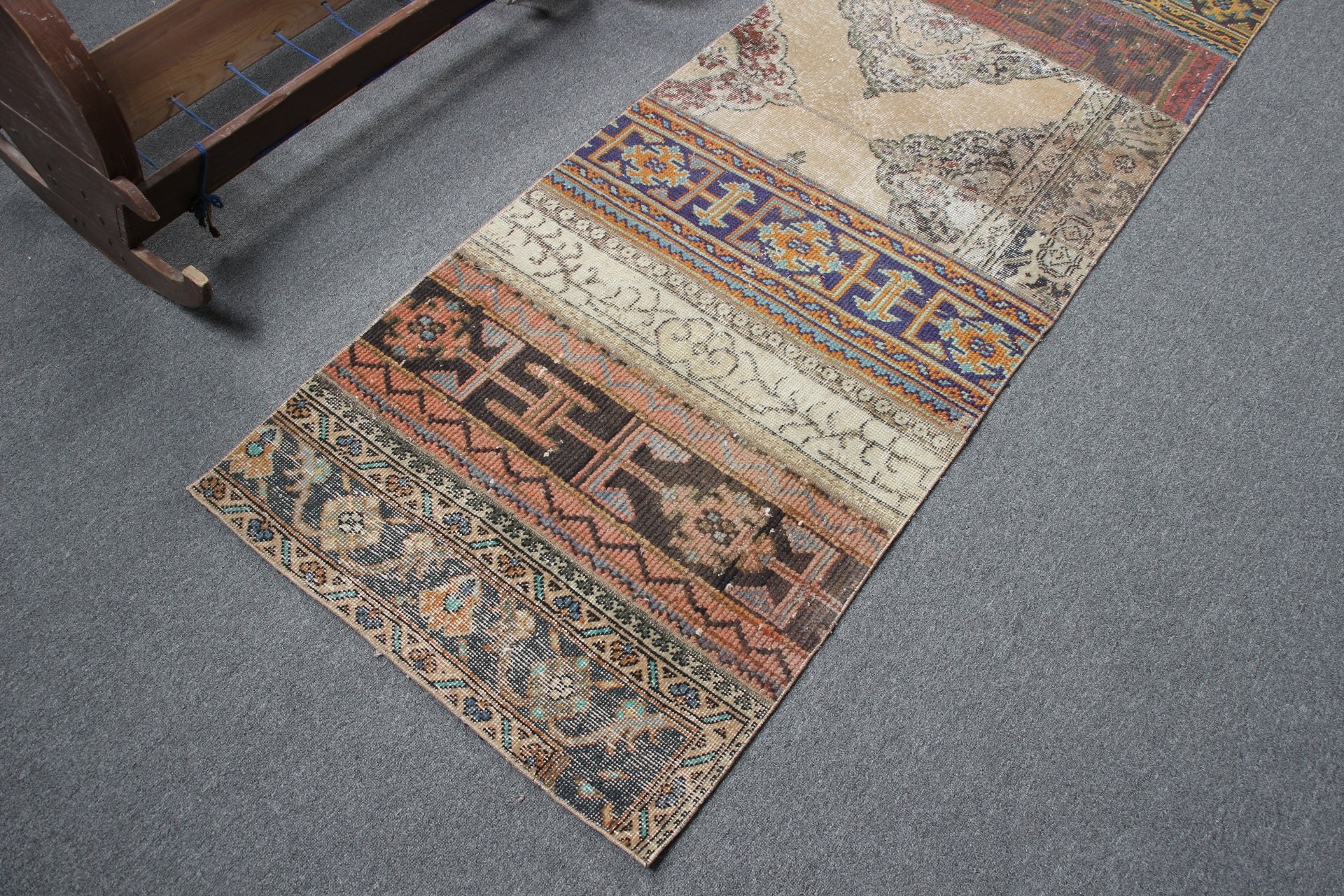 Etnik Halı, Vintage Halı, Merdiven Halıları, Havalı Halı, Antika Halılar, 2.5x8.4 ft Runner Halısı, Bej Anadolu Halısı, Koridor Halısı, Türk Halısı