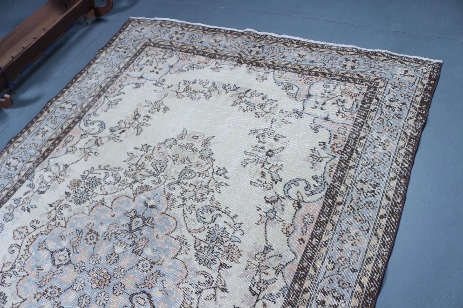 Salon Halısı, Mutfak Halısı, Yatak Odası Halısı, Vintage Dekor Halıları, Türk Halısı, Fas Halısı, Vintage Halı, Bej Antika Halı, 6.1x9.8 ft Büyük Halılar