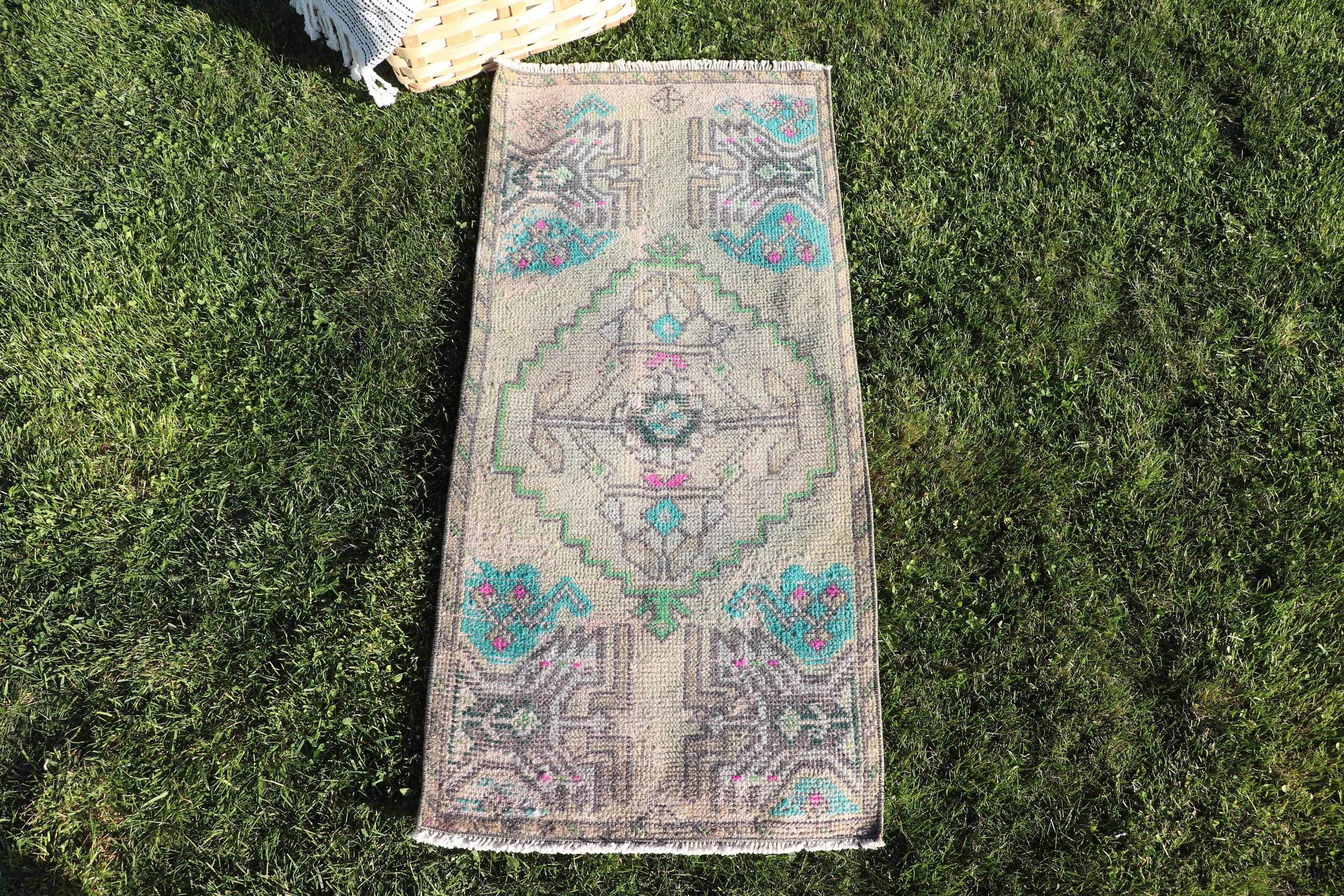 Oushak Halı, Yer Halısı, 1.5x3.4 ft Küçük Halılar, Lüks Halı, Bej İfade Halıları, Türk Halıları, Yatak Odası Halıları, Vintage Halılar, Duvara Asılı Halı