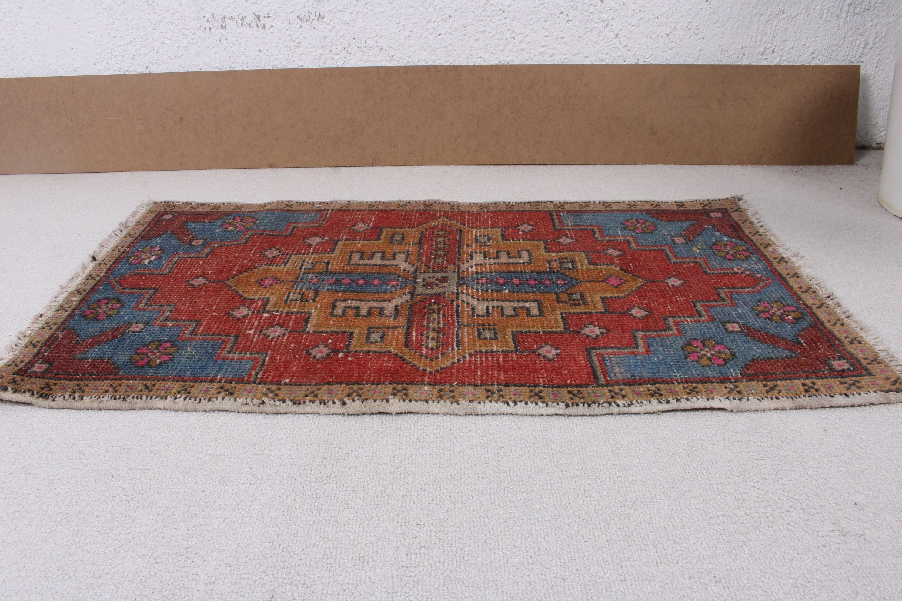 Geometrik Halılar, 1.7x3 ft Küçük Halılar, Duvara Asılı Halılar, Türk Halısı, Mavi Antika Halılar, Boho Halılar, Vintage Halılar, Araba Paspas Halısı