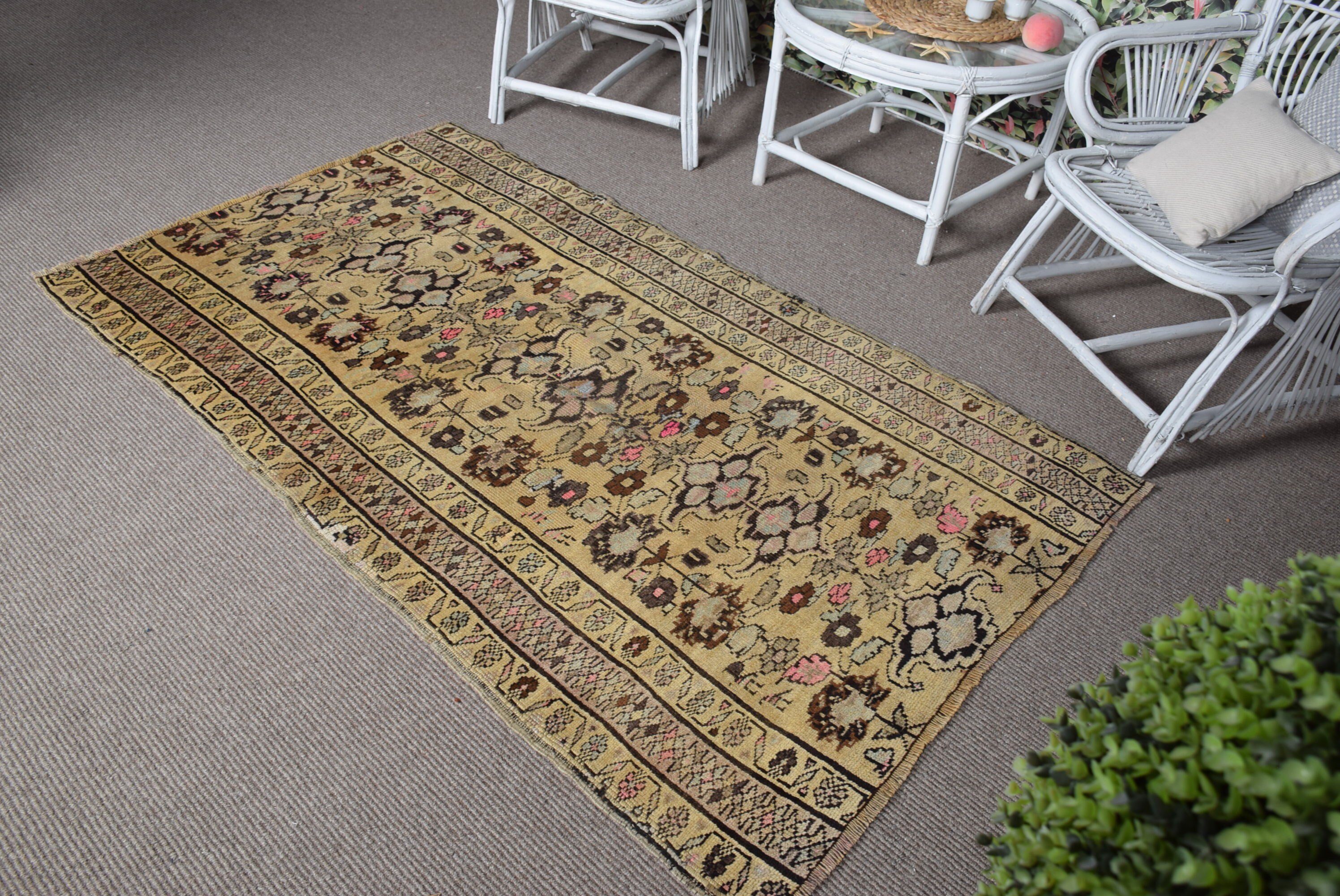 3.5x6.2 ft Accent Rug, Antique Rug, Nursery Rug, Bedroom Rug, Handmade Rugs, Turkish Rug, Vintage Rugs, Beige Antique Rugs