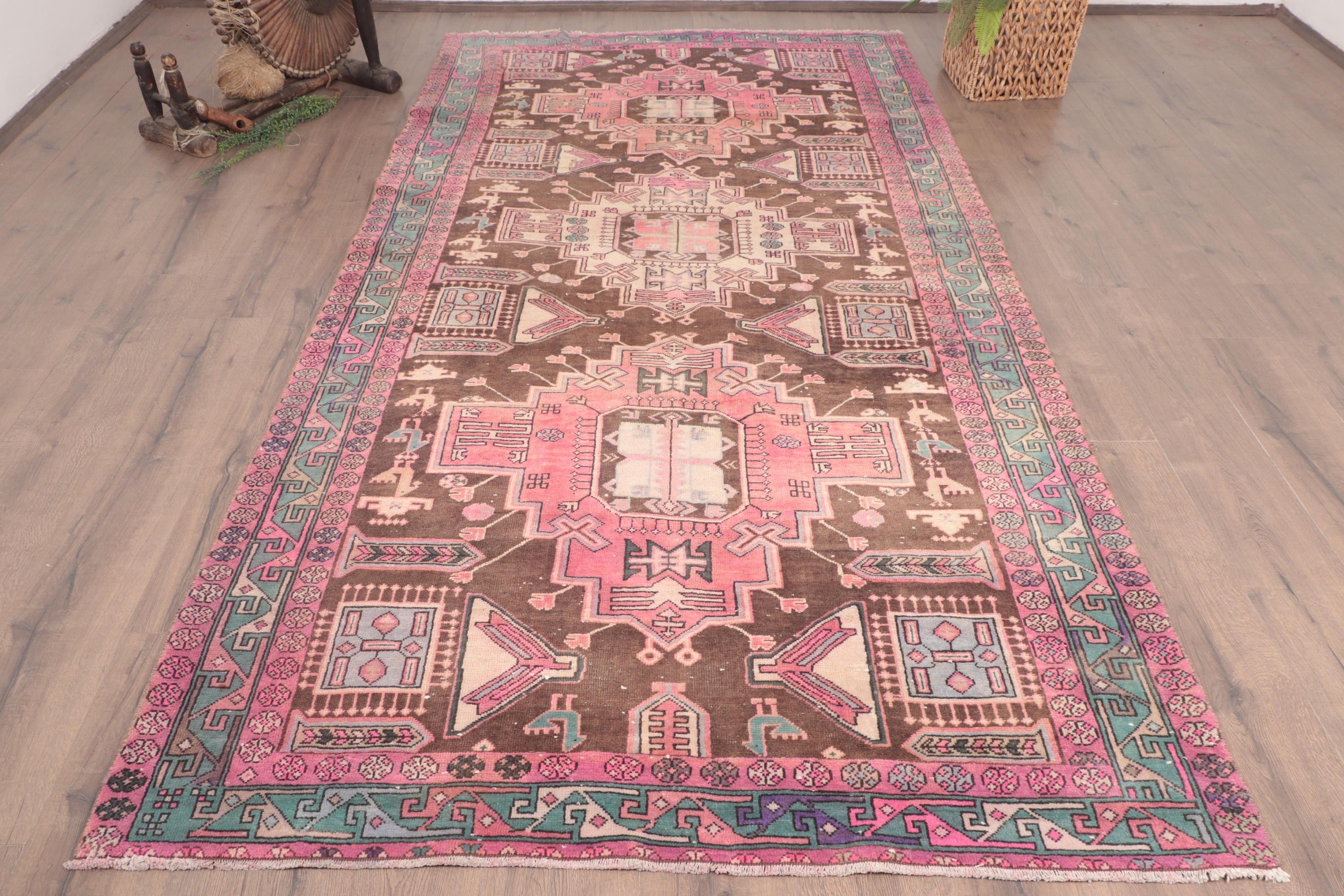 Dining Room Rug, Turkish Rug, Oushak Rug, Pink Cool Rug, Bohemian Rug, Flatweave Rug, Bedroom Rug, Vintage Rugs, 4.9x9.8 ft Large Rugs