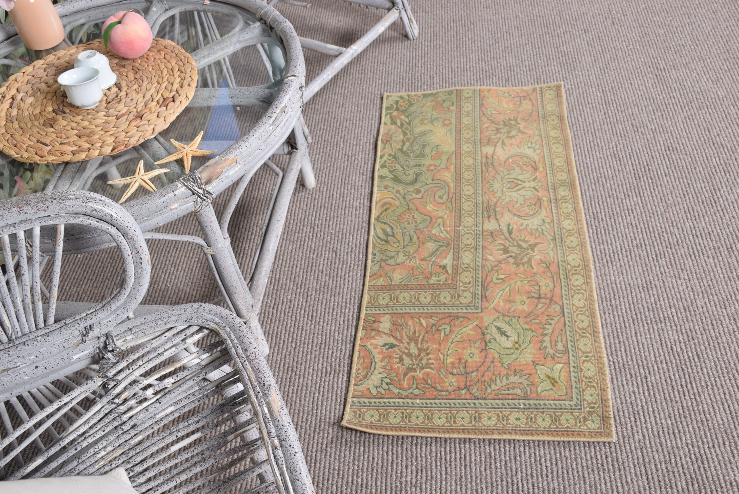 Home Decor Rugs, Pink Home Decor Rugs, Bath Rug, Office Rug, Vintage Rug, 1.5x3.2 ft Small Rug, Antique Rugs, Turkish Rug, Bathroom Rug