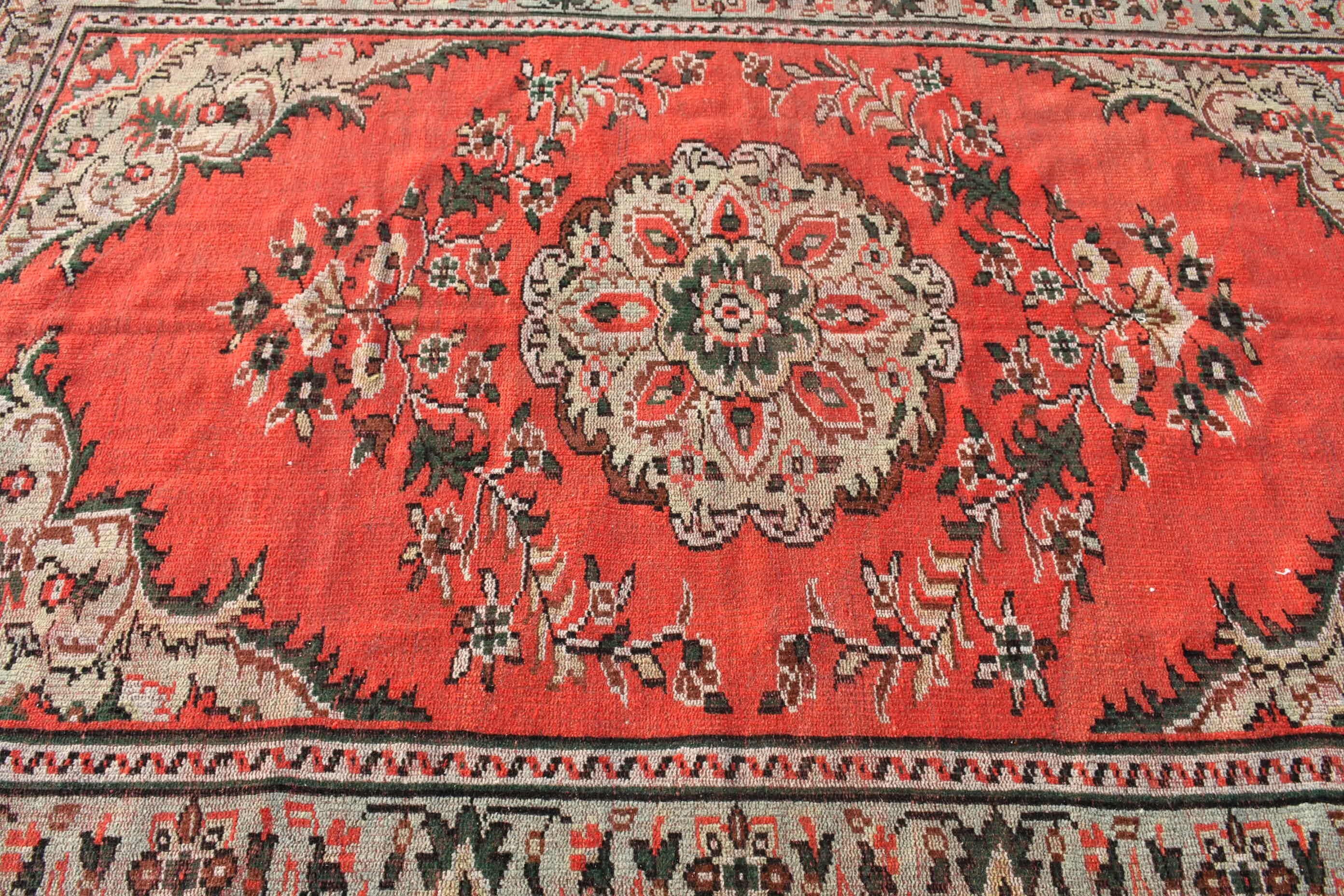 Vintage Decor Rug, 6.2x8.9 ft Large Rug, Living Room Rug, Red Oriental Rugs, Bedroom Rugs, Floor Rugs, Oushak Rug, Vintage Rug, Turkish Rug