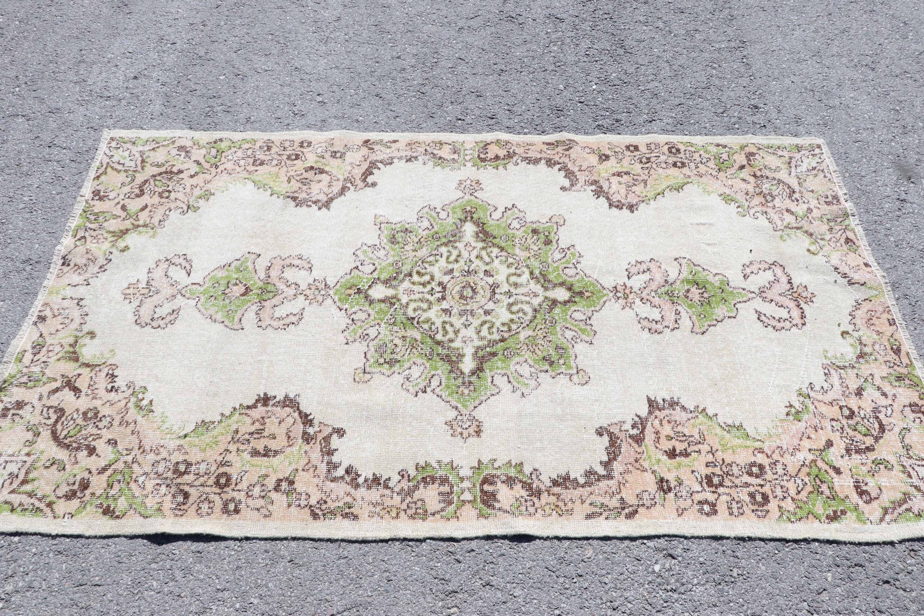 Bedroom Rug, Oriental Rug, Beige  4.1x6.9 ft Area Rugs, Turkish Rugs, Kitchen Rug, Rugs for Area, Oushak Rug, Vintage Rugs