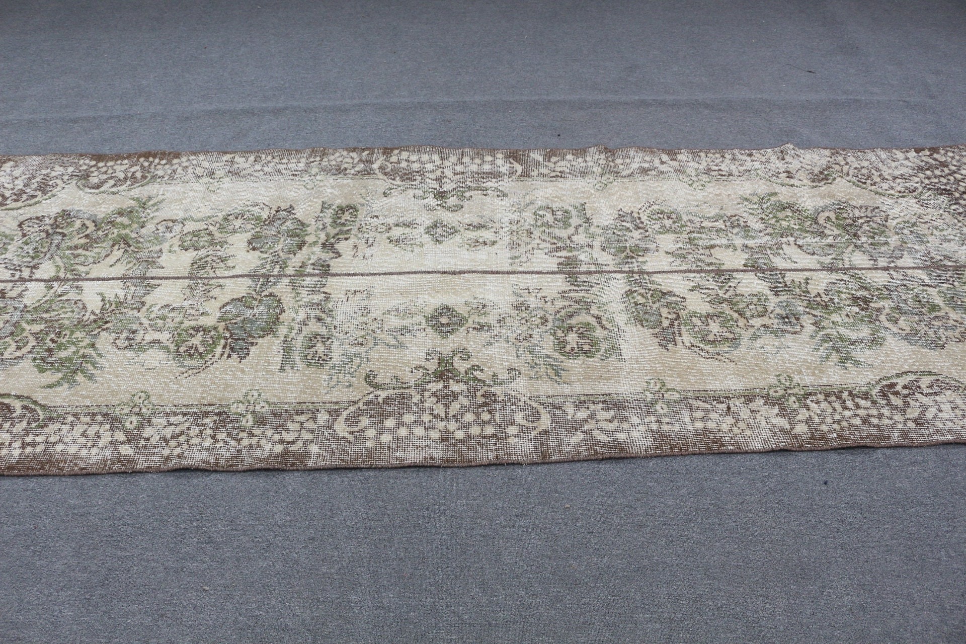 Turkey Rugs, 3.8x10.7 ft Runner Rug, Green Anatolian Rug, Kitchen Rug, Corridor Rug, Turkish Rug, Vintage Rugs, Antique Rug, Bedroom Rug