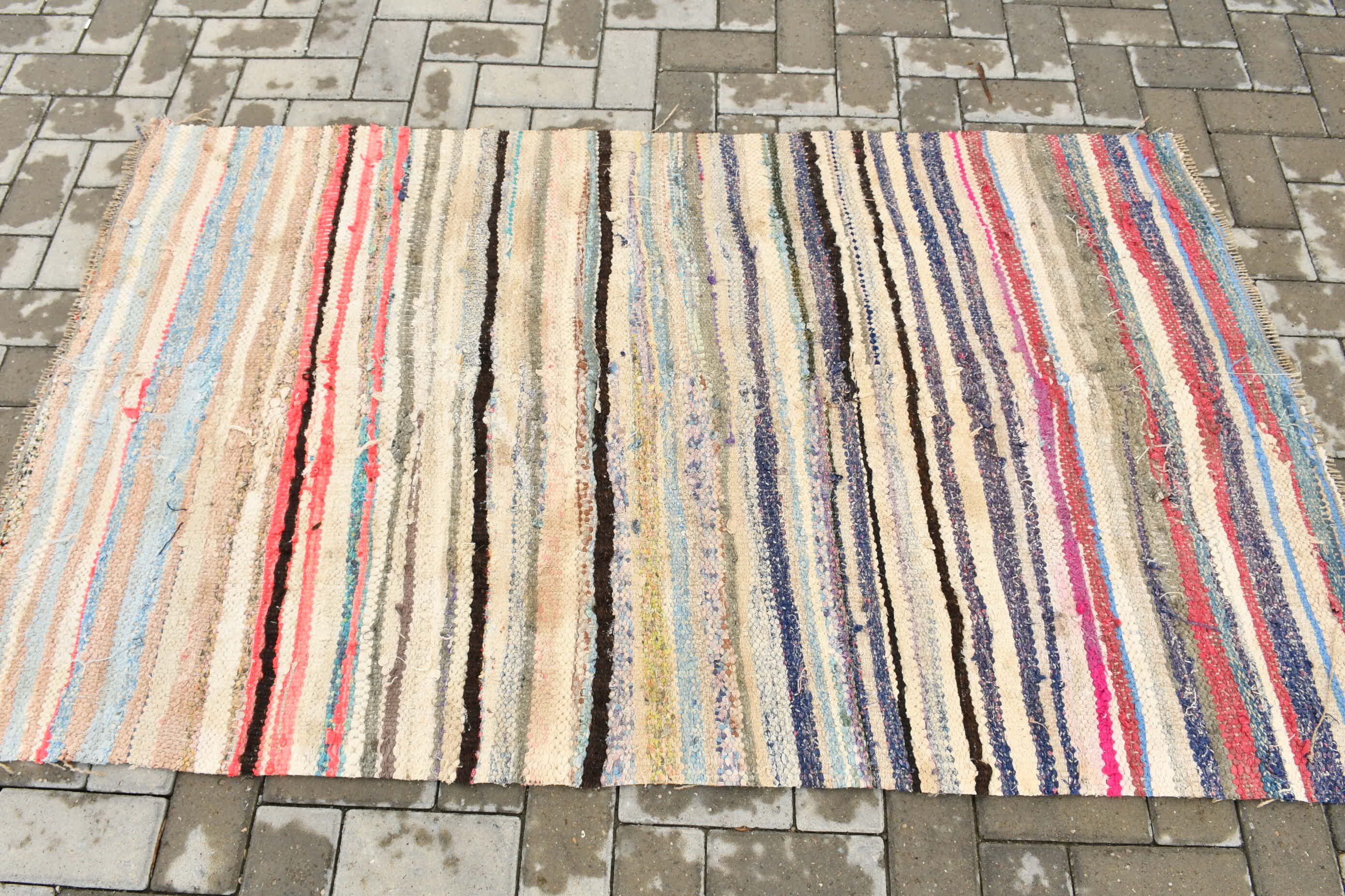 Nursery Rug, Boho Rugs, Kilim, Kitchen Rug, Vintage Rug, Turkish Rugs, Entry Rug, 3.4x5.7 ft Accent Rug, Beige Antique Rugs