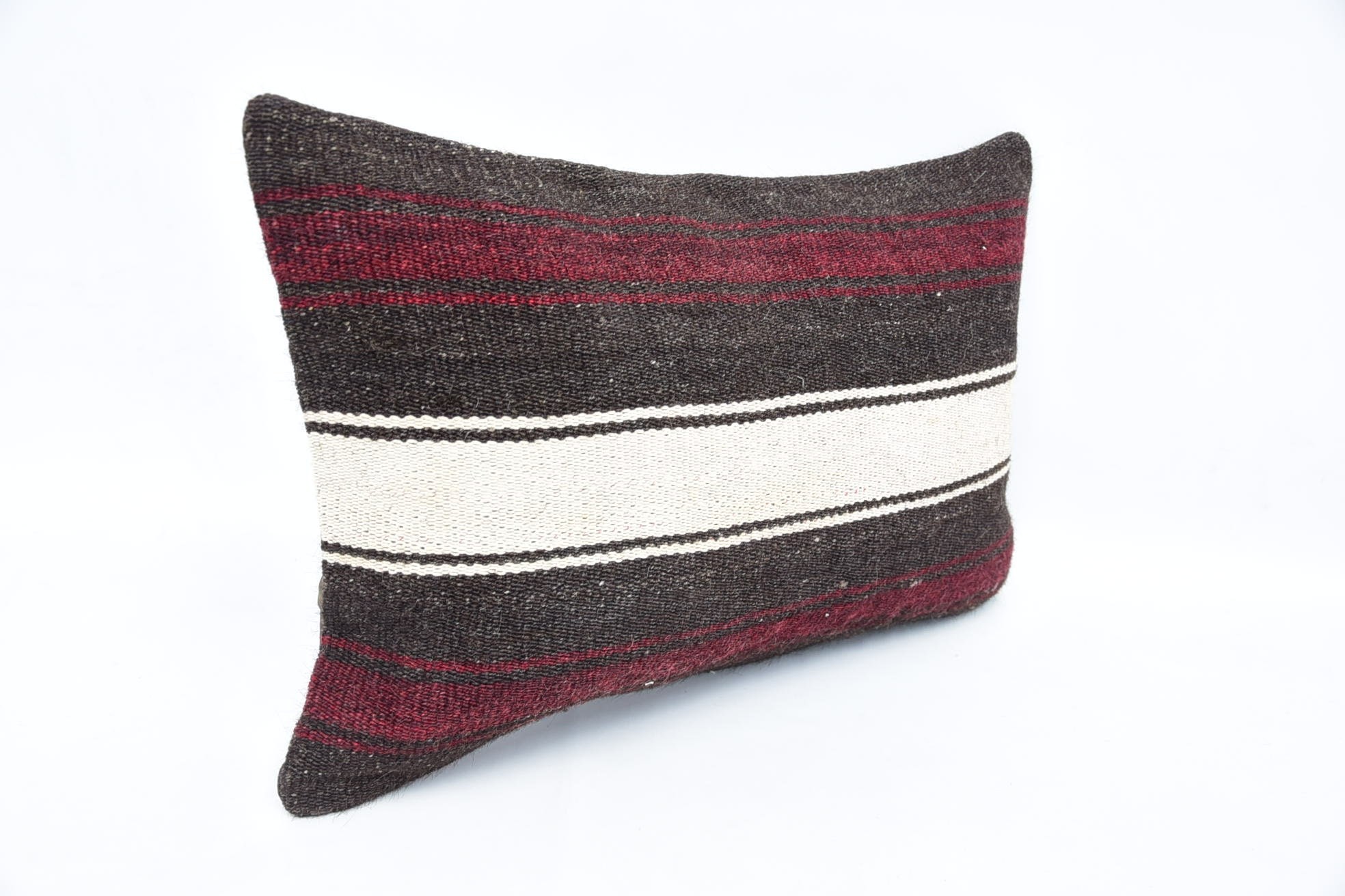 Vintage Kilim Pillow, 16"x24" Brown Pillow Sham, Interior Designer Pillow, Bench Pillow Sham, Ethnic Cushion, Kilim Pillow
